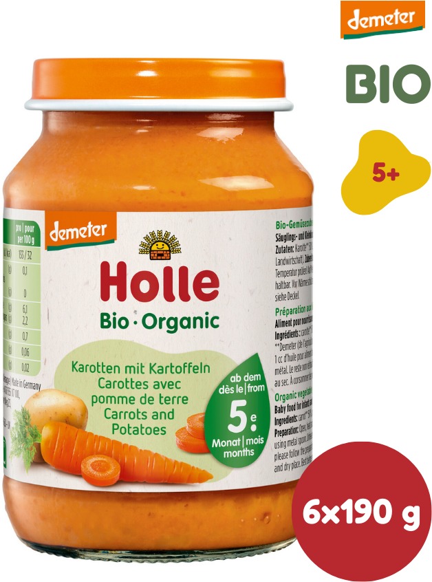 HOLLE BIO Mrkva a zemiaky 6× 190 g