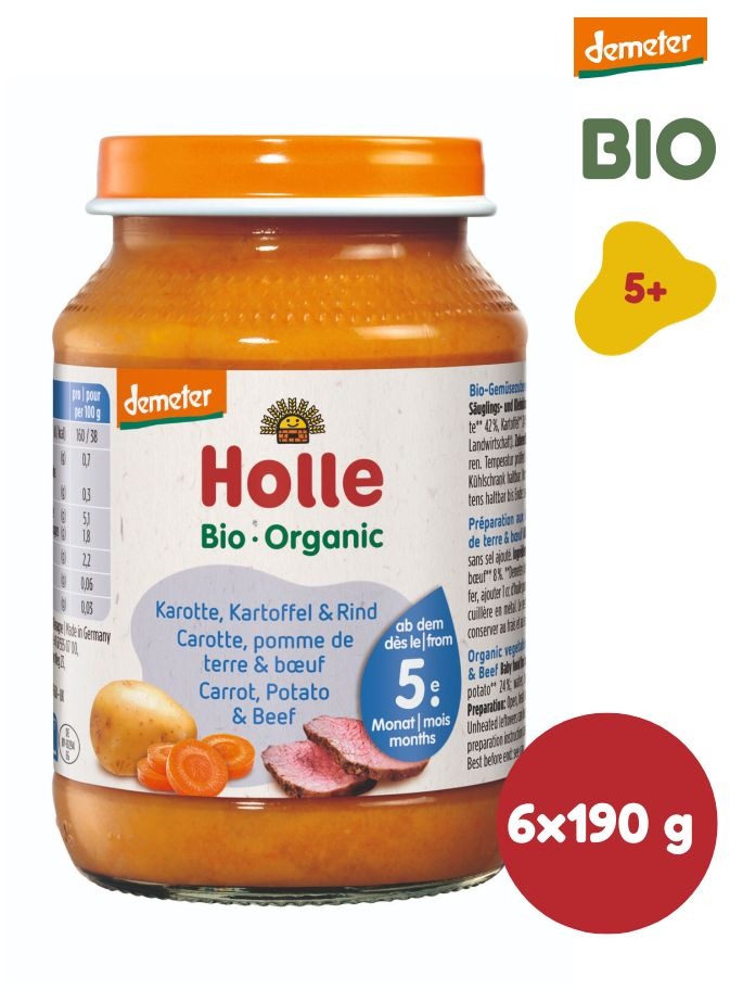 HOLLE BIO Mrkva, zemiaky a hovädzie mäso 6× 190 g