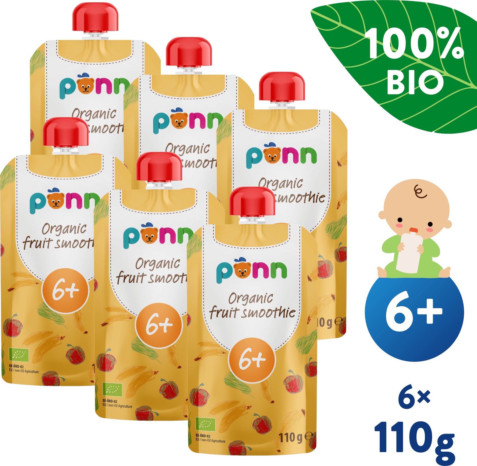 SALVEST Ponn BIO Ovocné smoothie s ananásom 6× 110 g