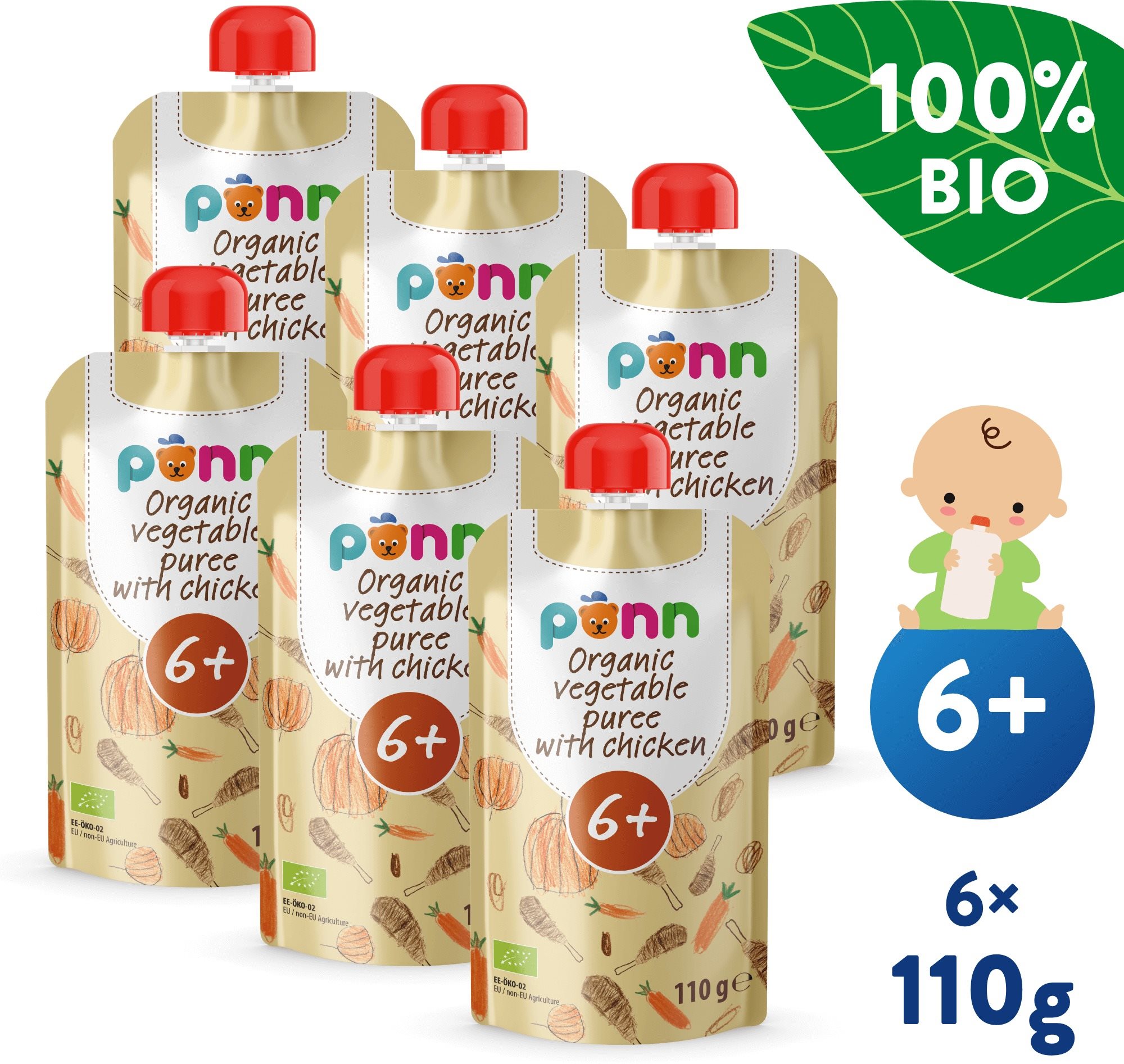 SALVEST Ponn BIO Kuriatko so zeleninovým pyré 6× 110 g