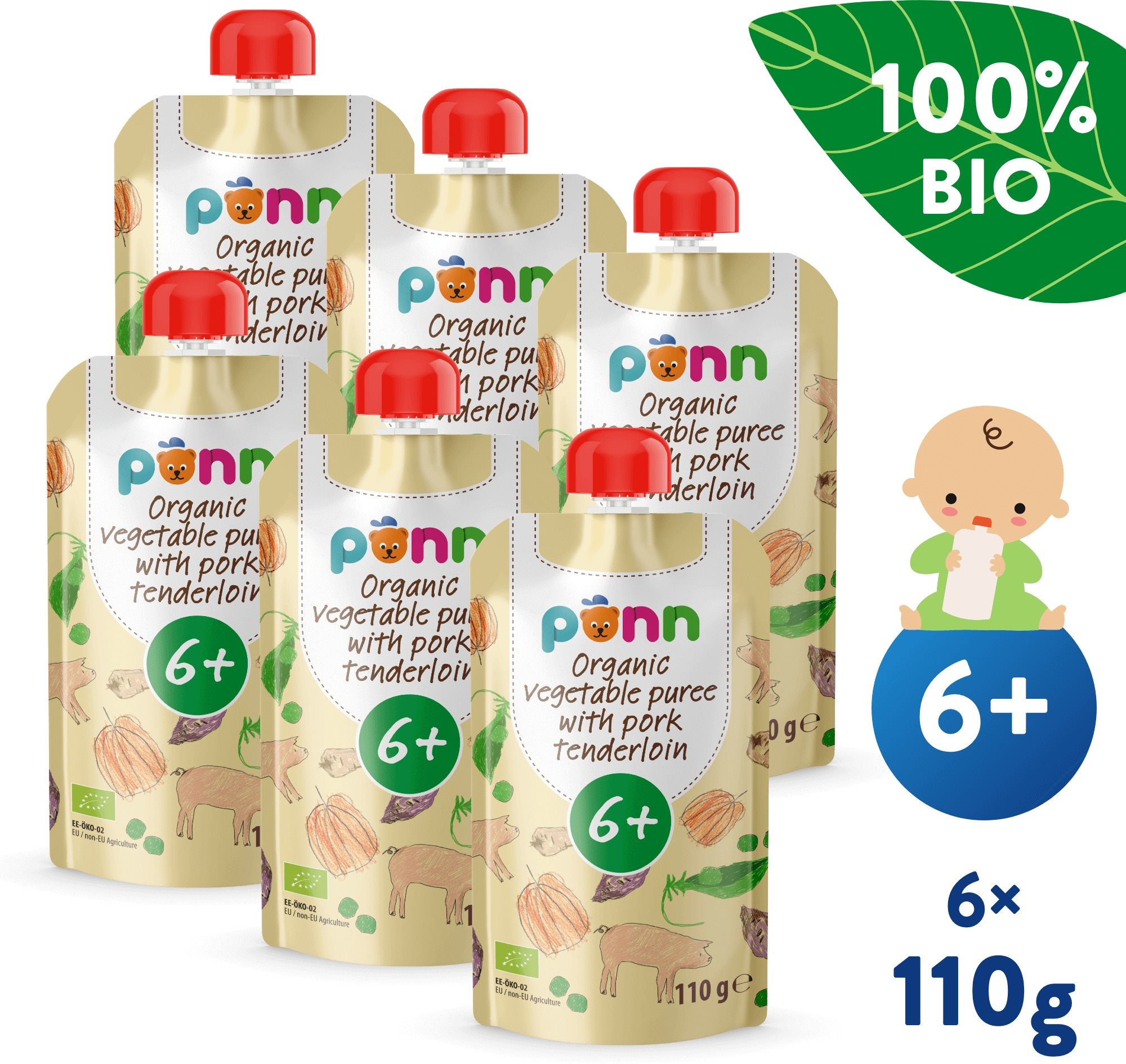SALVEST Ponn BIO Bravčová panenka so zeleninovým pyré 6× 110 g