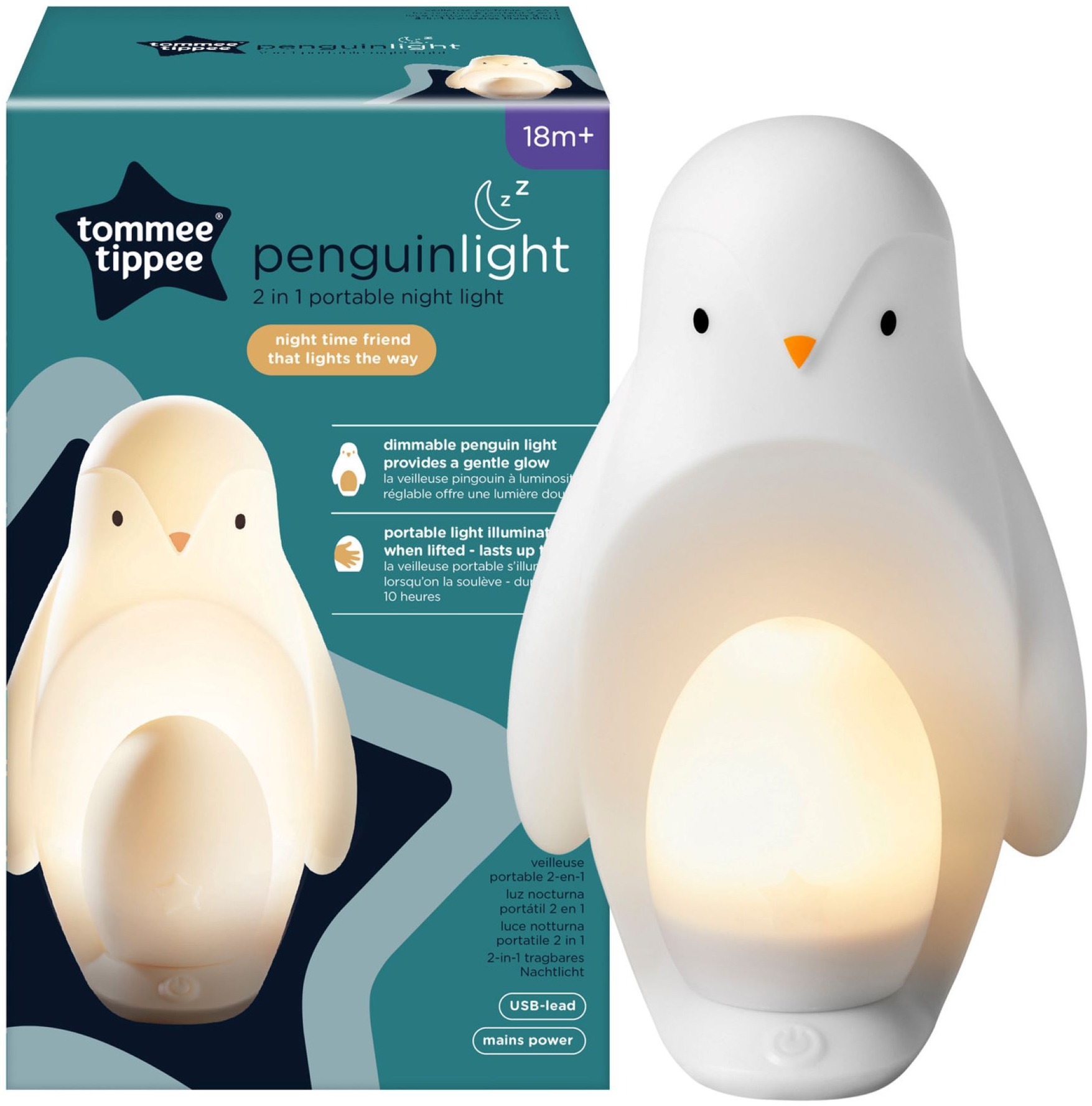 Tommee Tippee prenosné nočné svetlo 2 v 1, tučniak