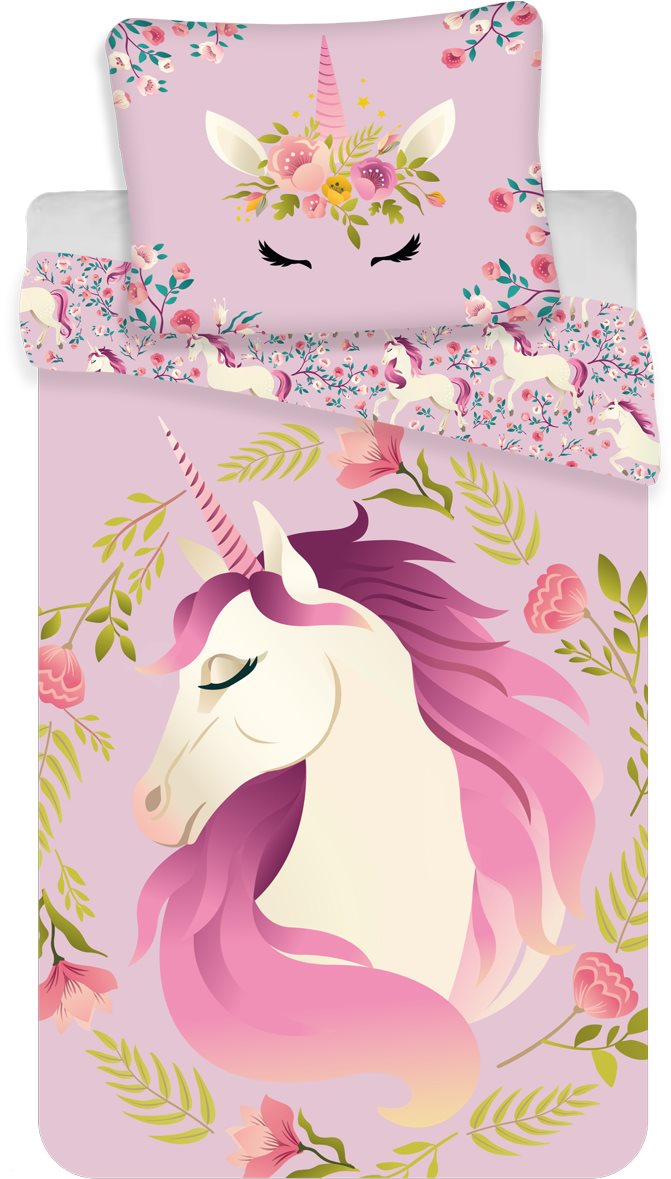 Jerry Fabrics posteľná bielizeň - Unicorn/Jednorožec flowers