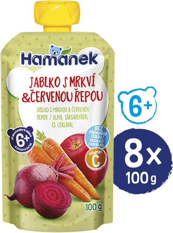 HAMÁNEK jablko s mrkvou a červenou repou 8× 100 g