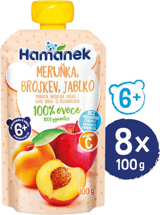 HAMÁNEK Broskyňa a marhuľa 8× 100 g