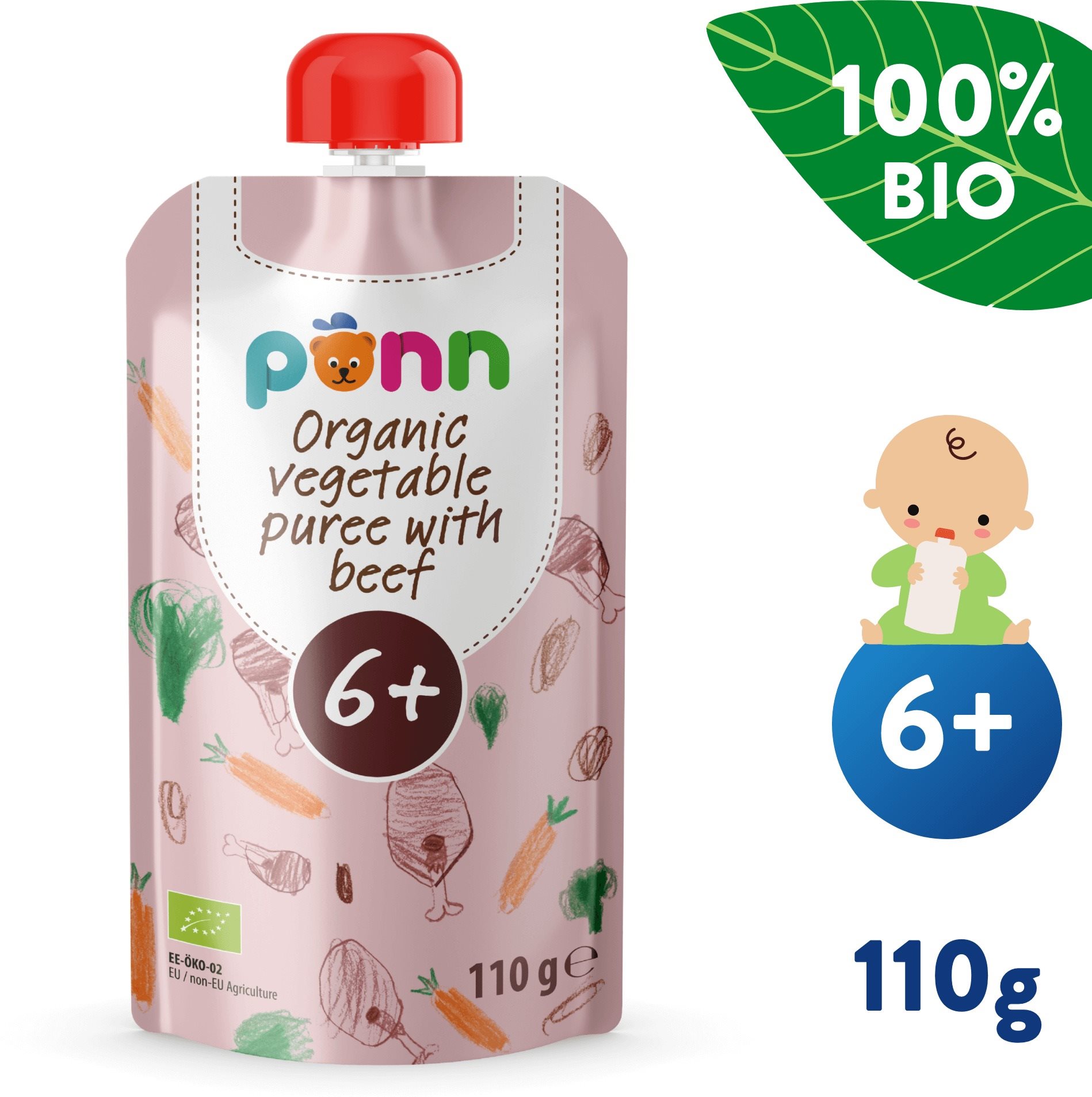 SALVEST Ponn BIO Hovädzie mäso so zeleninovým pyré (100 g)