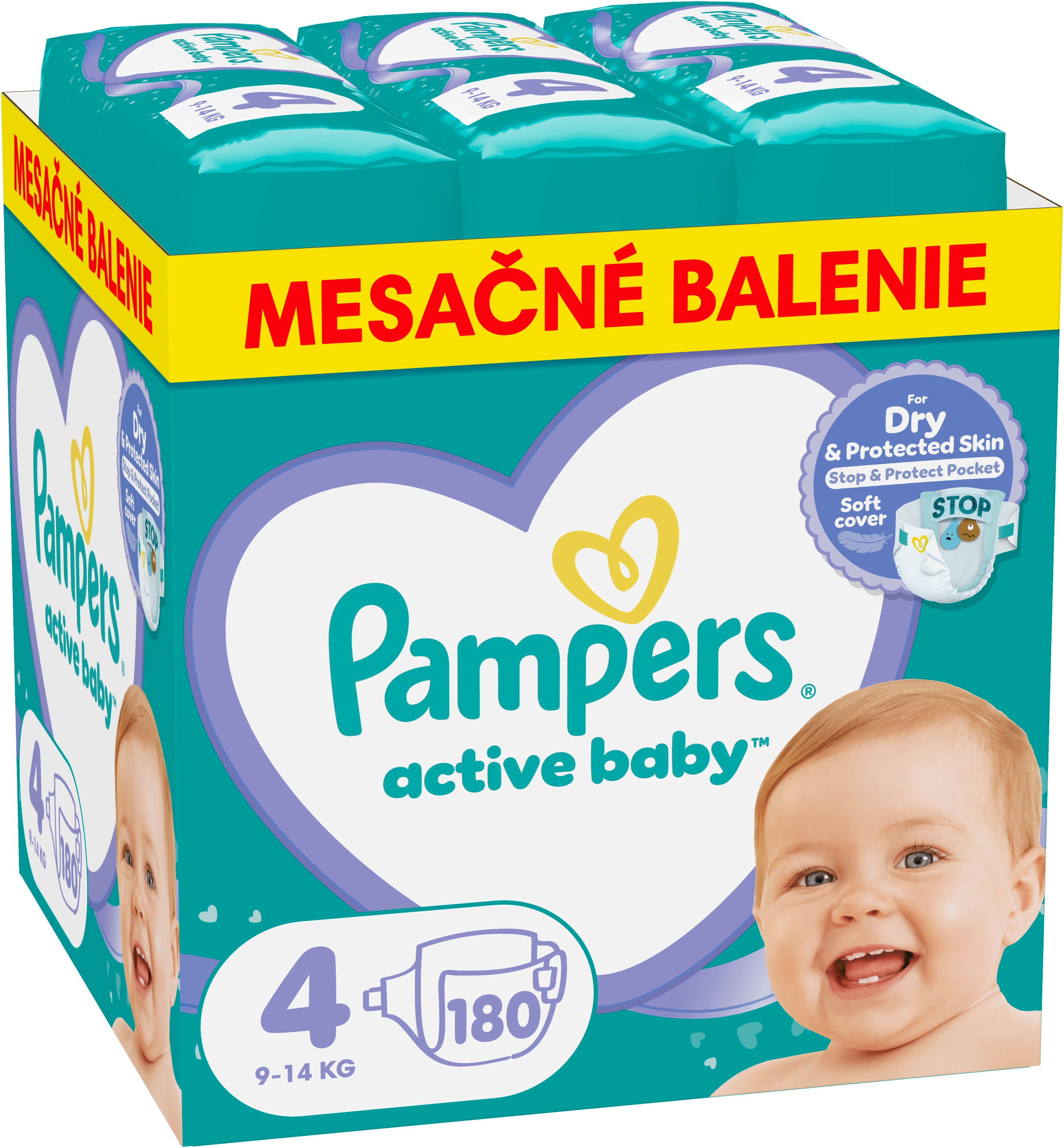 PAMPERS Active Baby veľkosť 4, Monthly Pack 180 ks