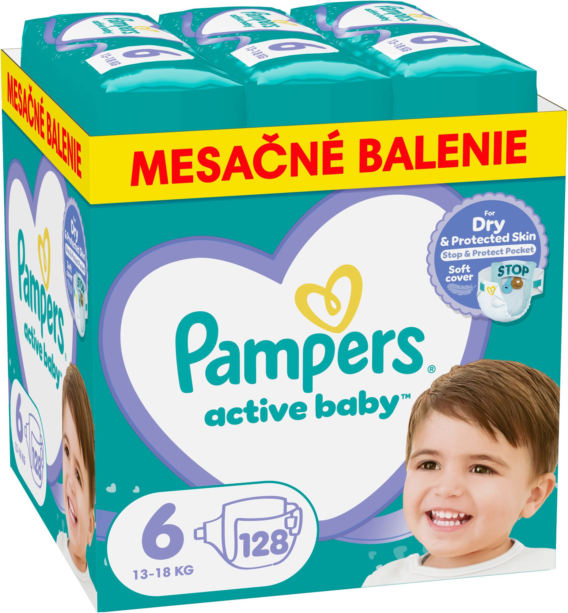 PAMPERS Active Baby veľkosť 6, Monthly Pack 128 ks