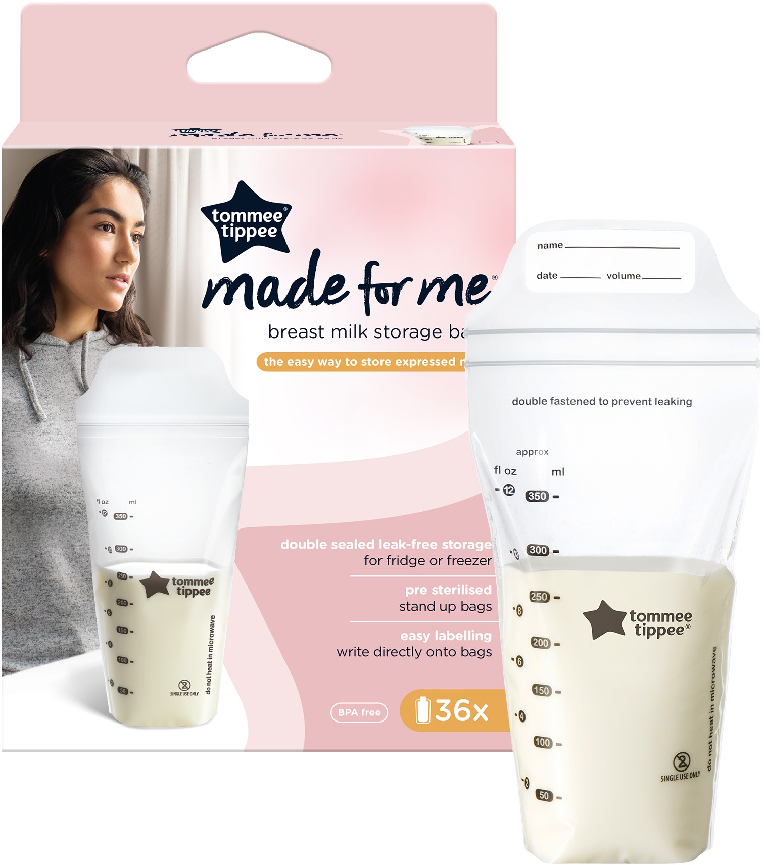 Tommee Tippee CTN Vrecká na materské mlieko s dvojitým tesnením, 36 ks