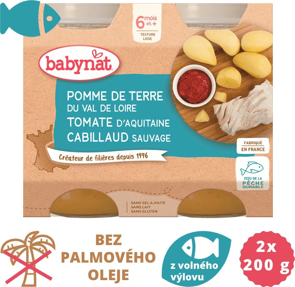 BABYNAT, Zemiaky s paradajkami a treskou, 2× 200 g
