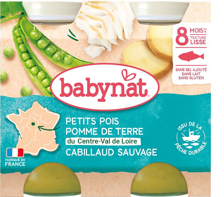 BABYNAT, Hrášok a zemiaky s treskou, 2× 200 g