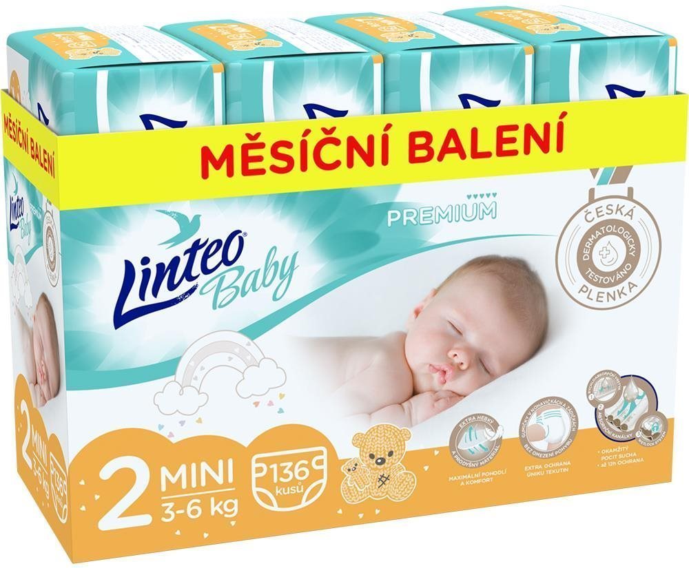 LINTEO Baby Prémium MINI (3 – 6 kg) 136 ks