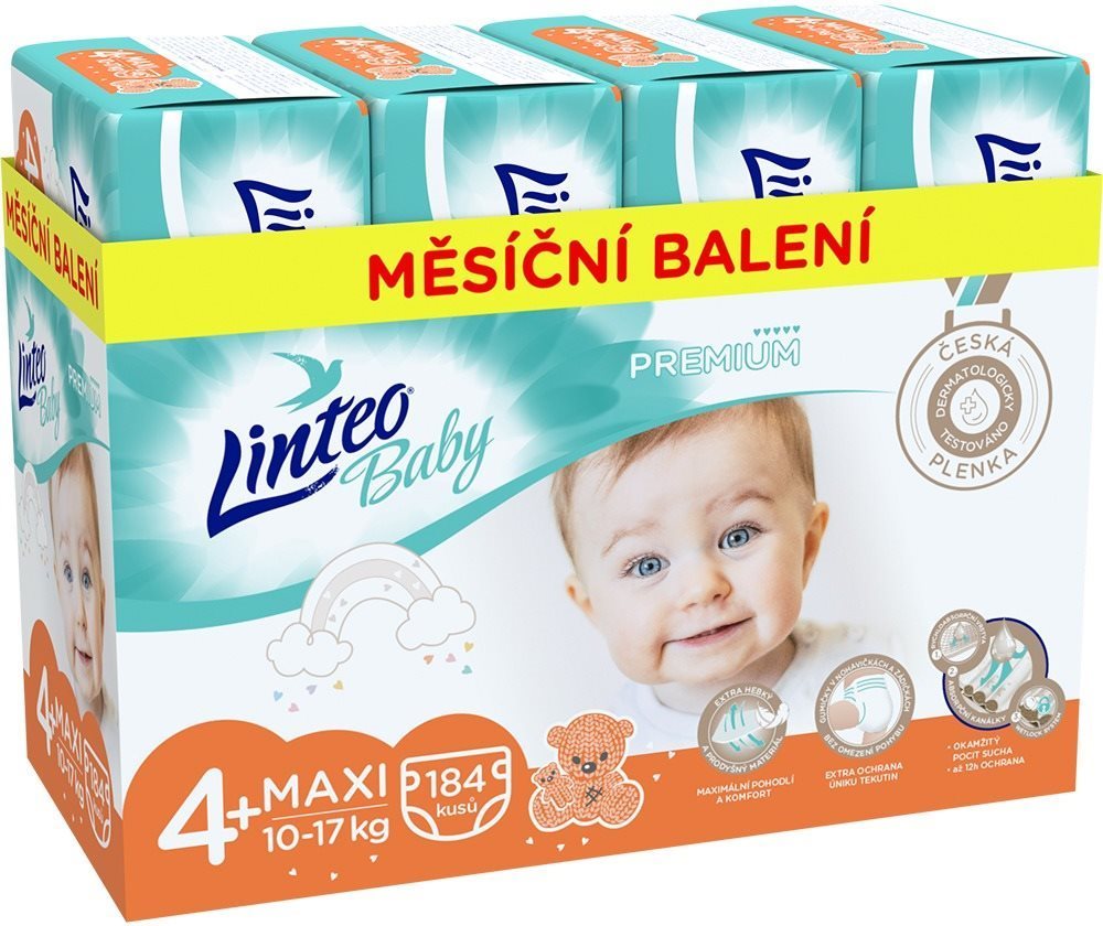 LINTEO Baby Prémium MAXI+ (10 – 17 kg) 184 ks