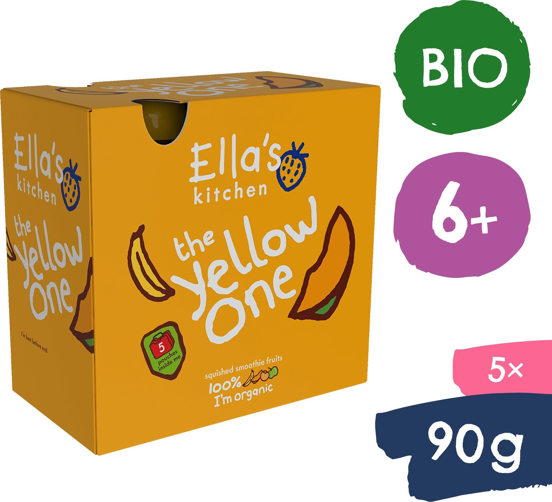 Ella's Kitchen BIO Yellow One ovocné pyré s banánom (5× 90 g)