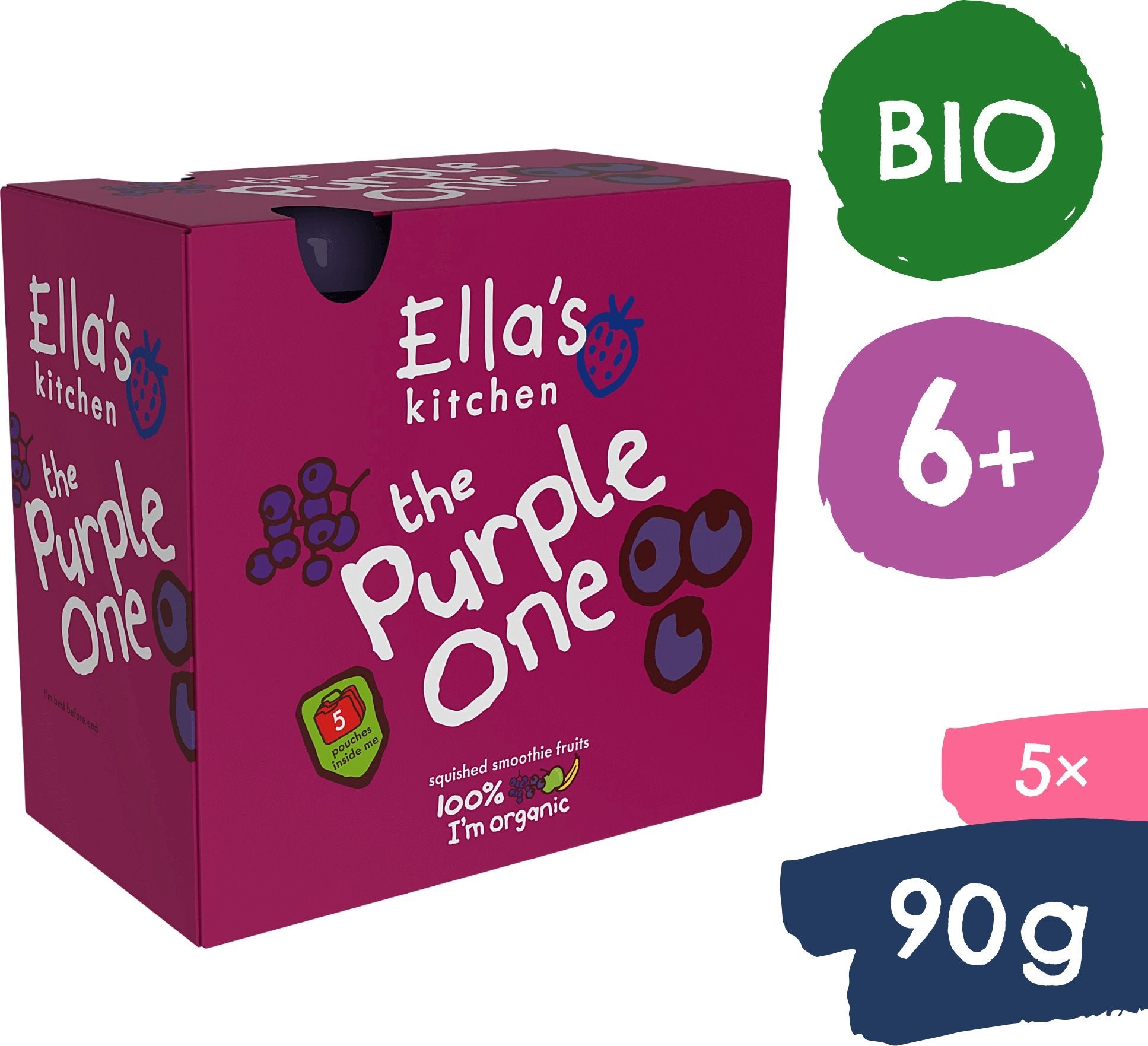Ella's Kitchen BIO Purple One ovocné pyré s čiernymi ríbezľami (5× 90 g)