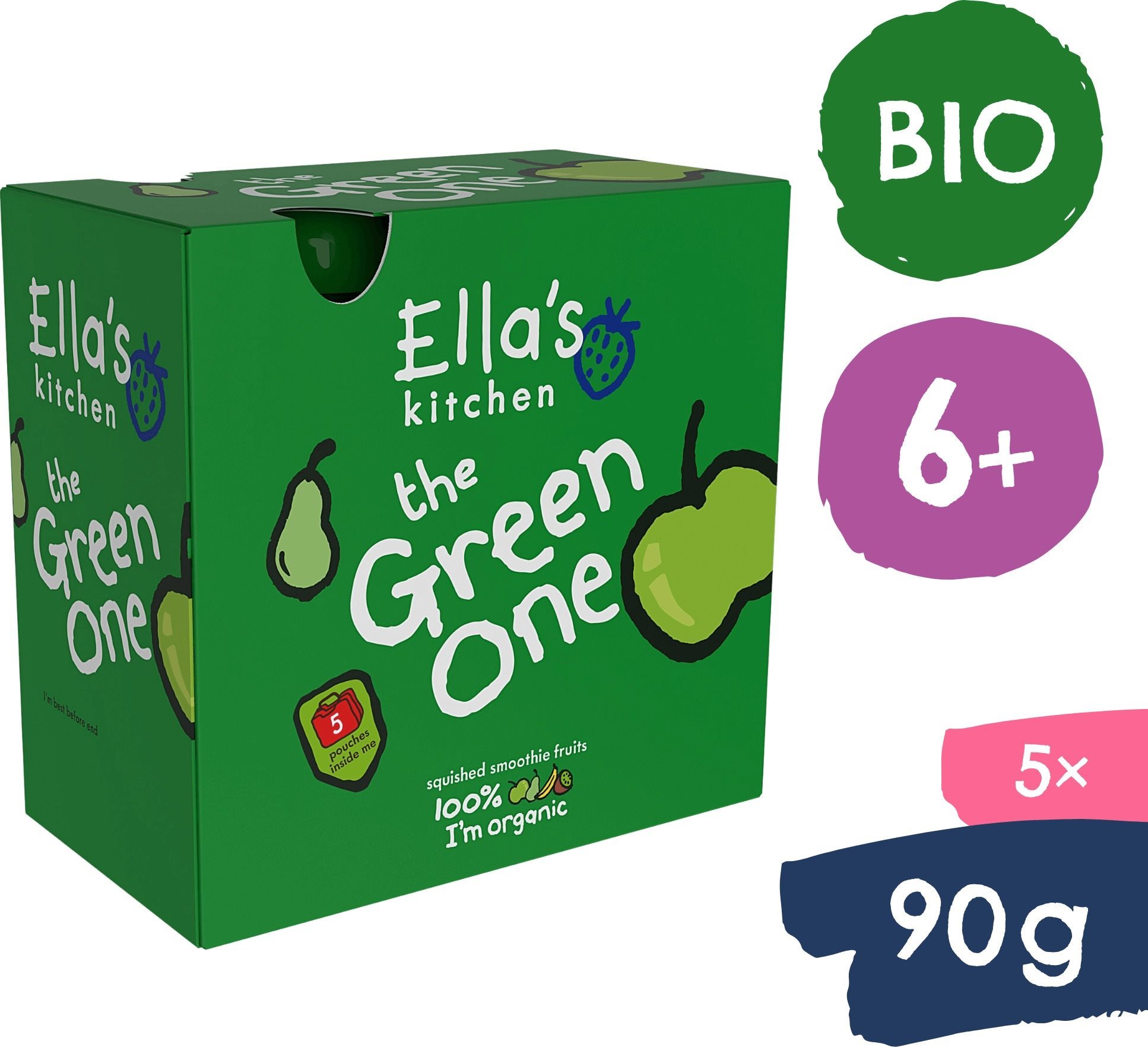 Ella's Kitchen BIO Green One Kiwi s jablkom a banánom (5× 90 g)