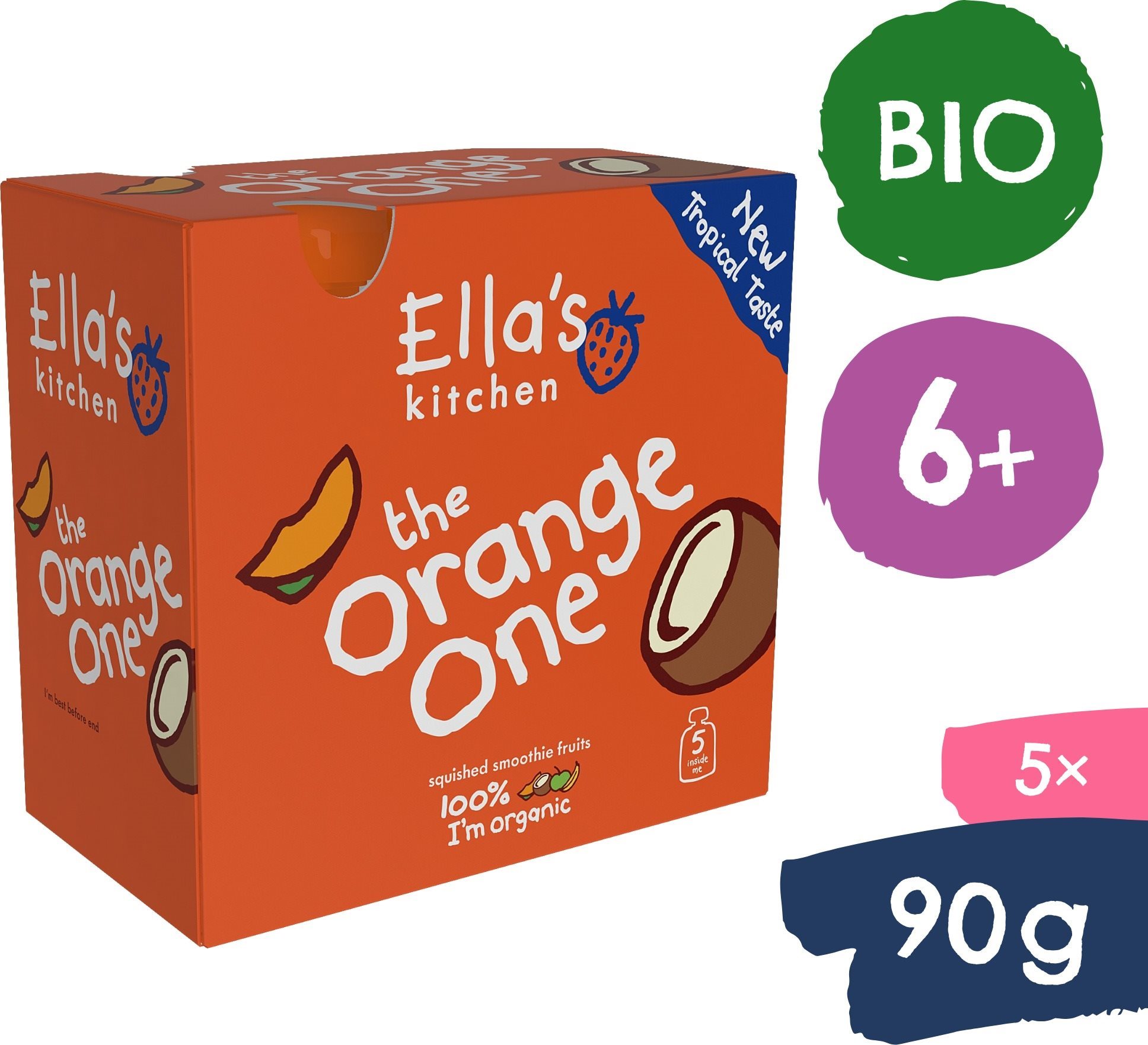 Ella's Kitchen BIO Orange One ovocné pyré s mangom (5× 90 g)
