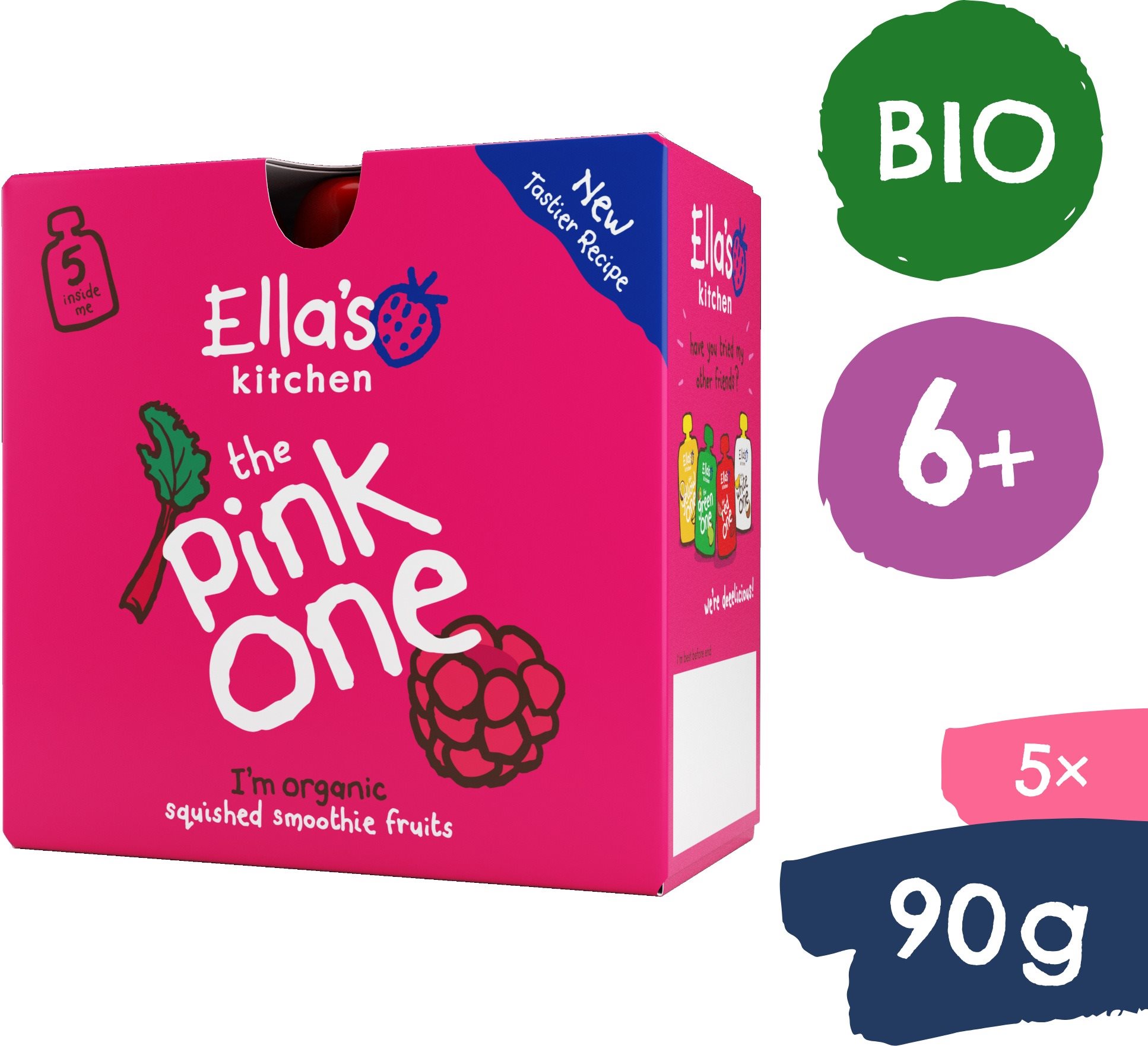 Ella's Kitchen BIO Pink One ovocné smoothie s rebarborou 5× 90 g