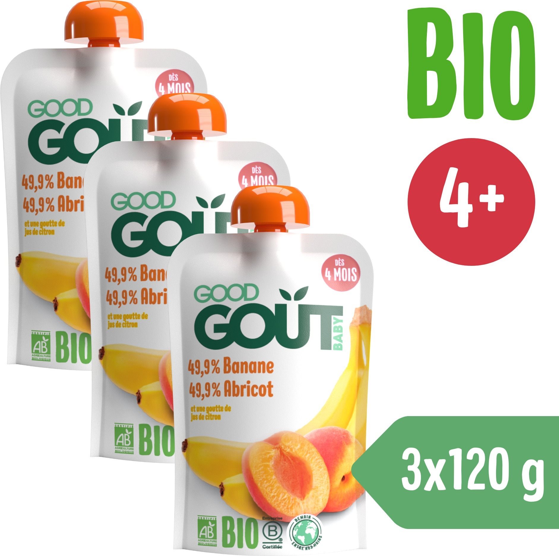 Good Gout BIO Marhuľa s banánom (3× 120 g)