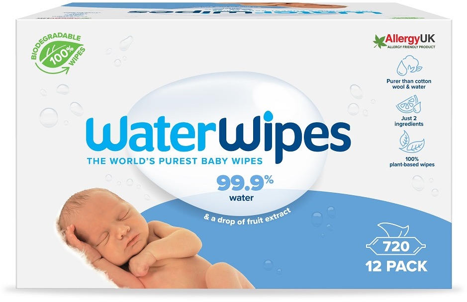 WATERWIPES 100 % BIO odbúrateľné obrúsky 720 ks (12× 60 ks)