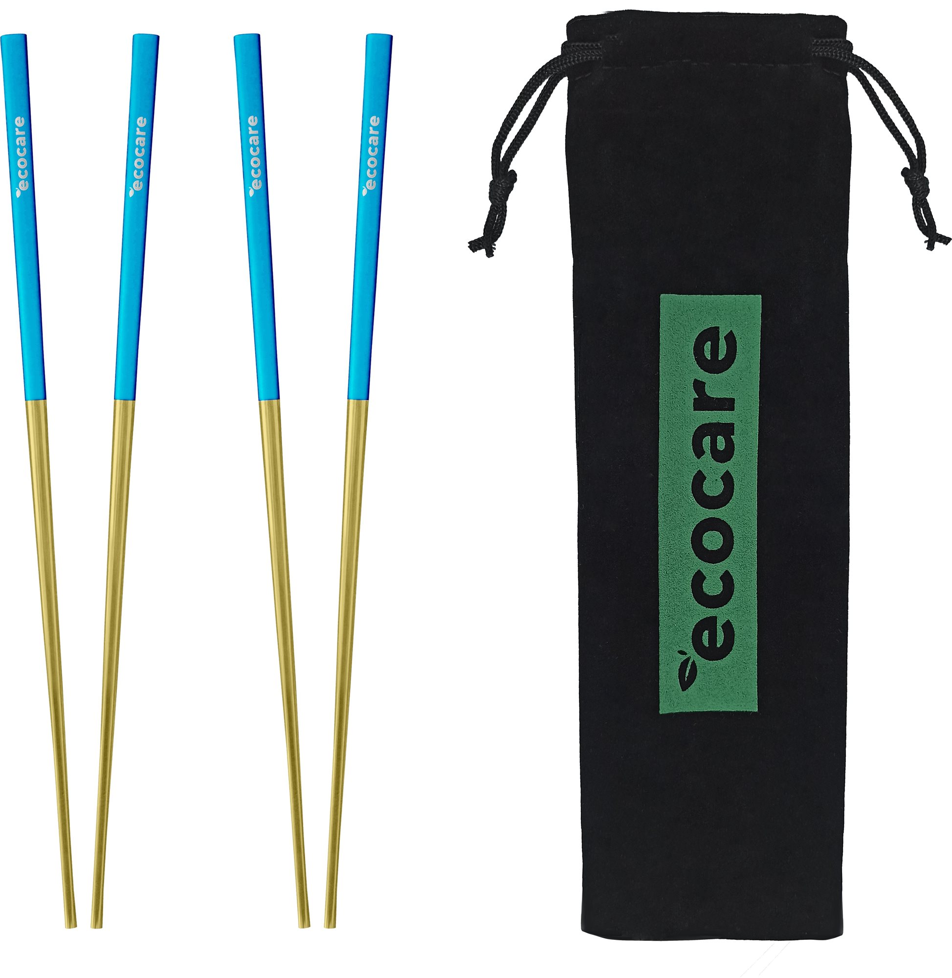 ECOCARE Kovové Sushi paličky s obalom Gold-Blue 4 ks
