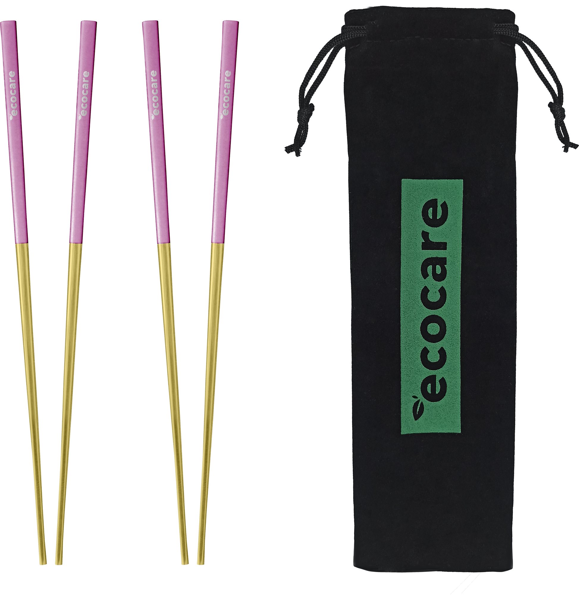 ECOCARE Kovové Sushi paličky s obalom Gold-Pink 4 ks