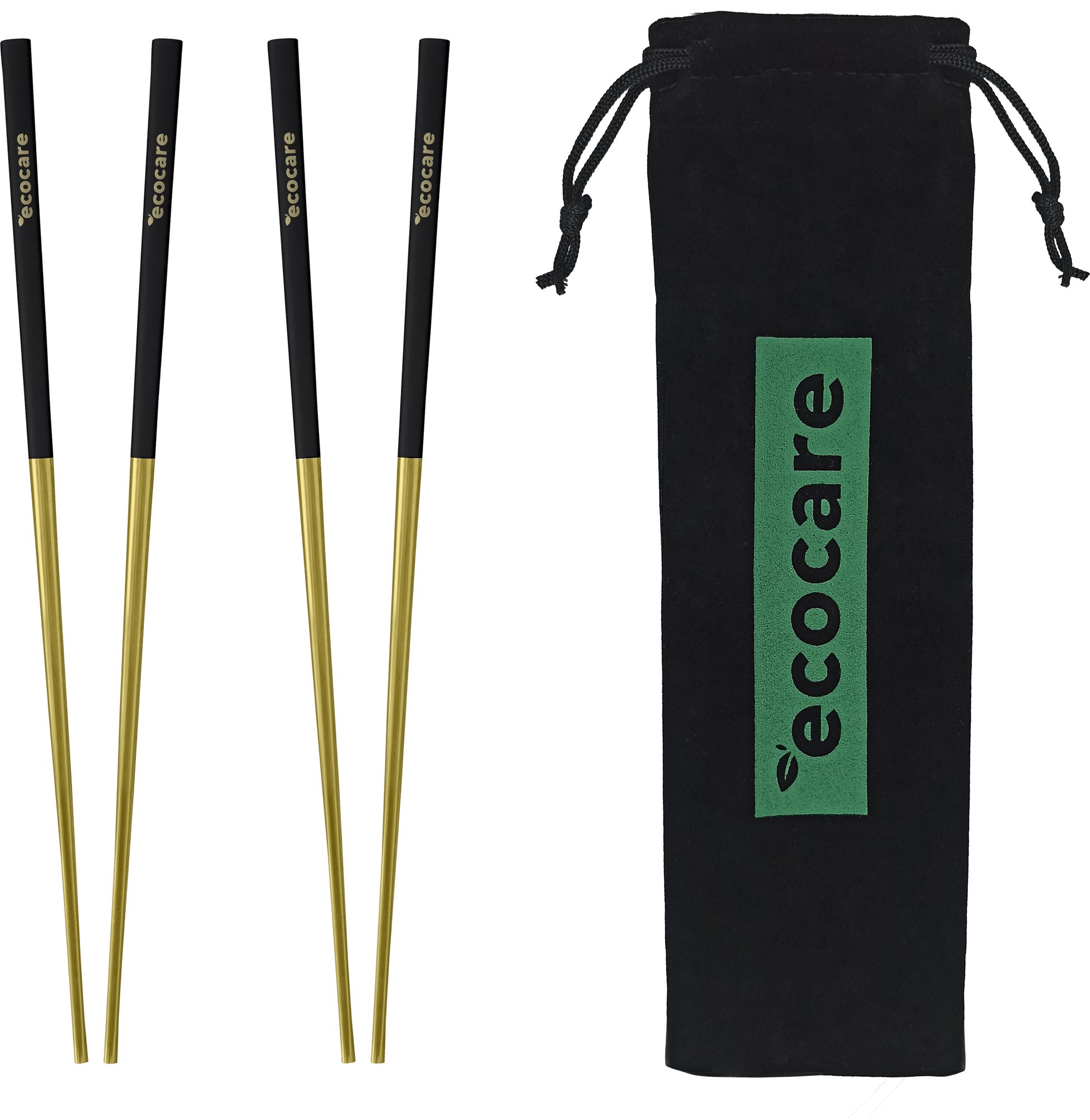 ECOCARE Kovové Sushi paličky s obalom Gold-Black 4 ks