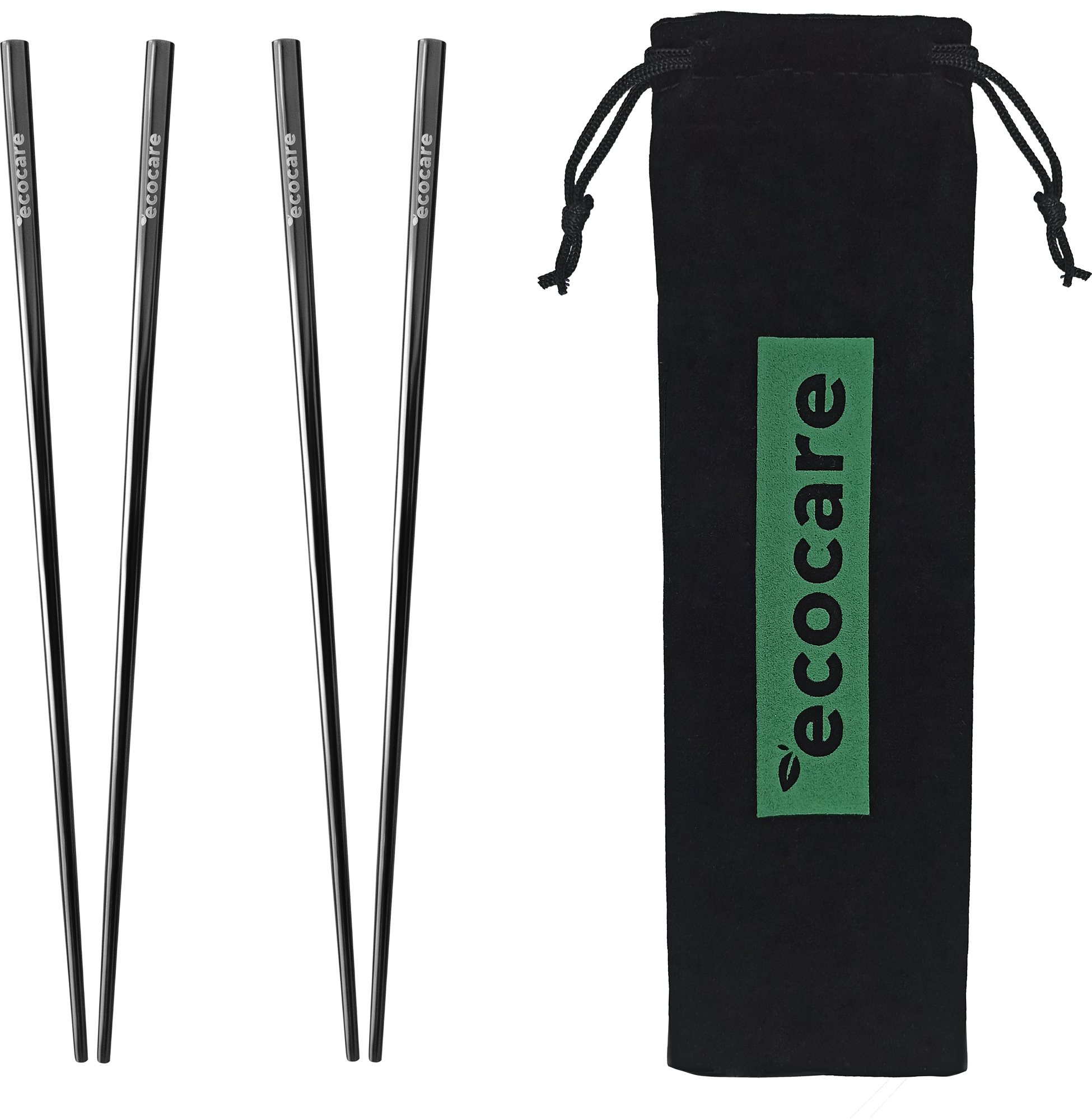 ECOCARE Kovové Sushi paličky s obalom Black 4 ks