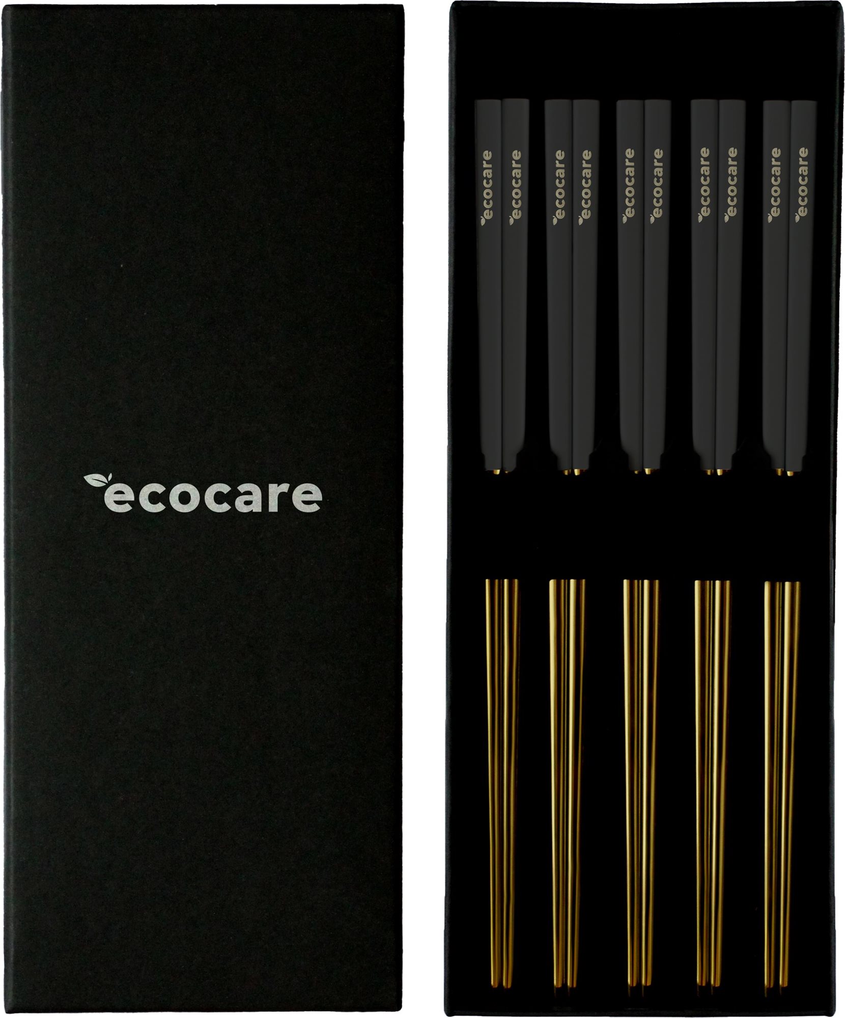 ECOCARE Kovové Sushi paličky Box Gold-Black 10 ks