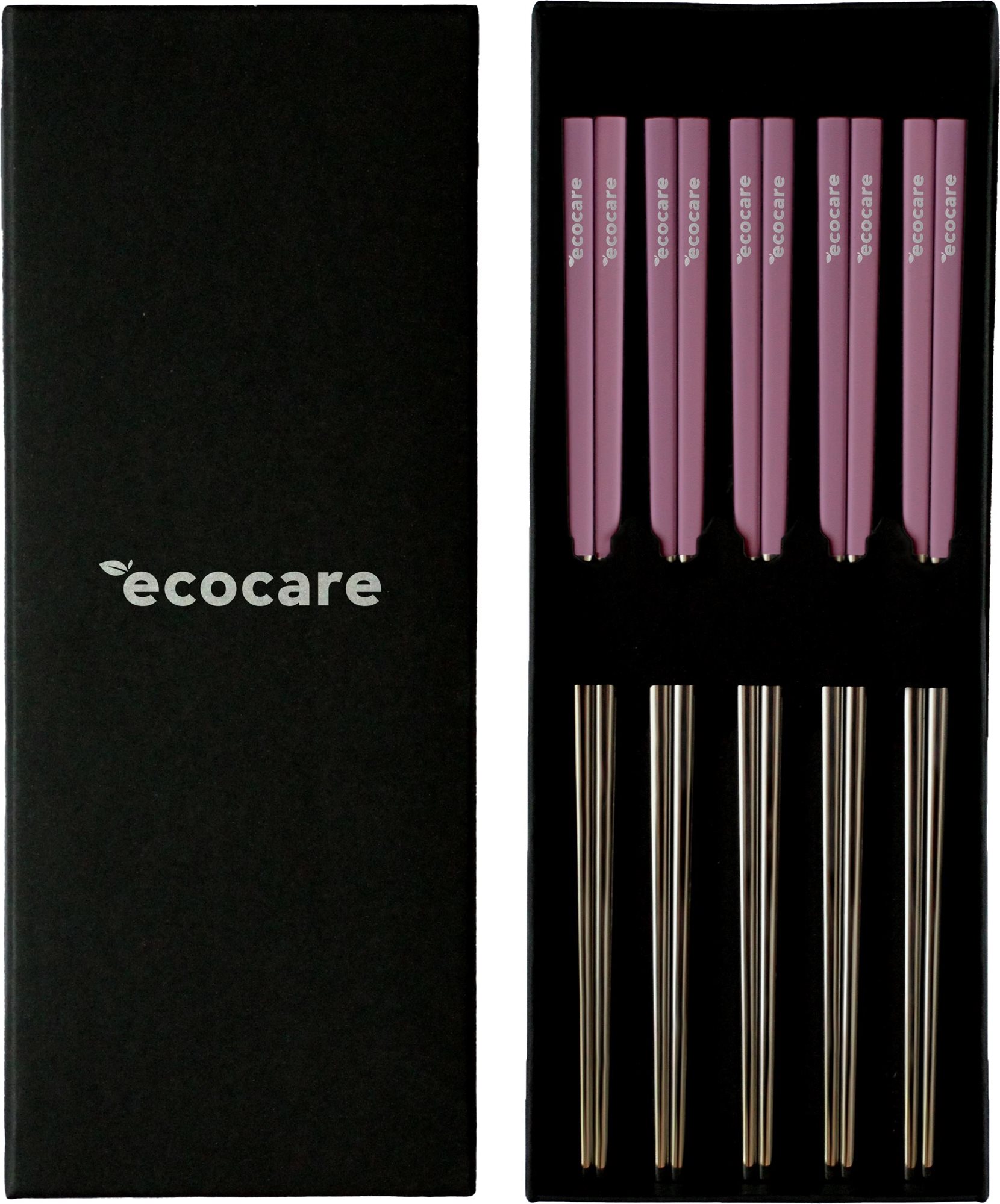 ECOCARE Kovové Sushi Paličky Box Silver-Pink 10 ks