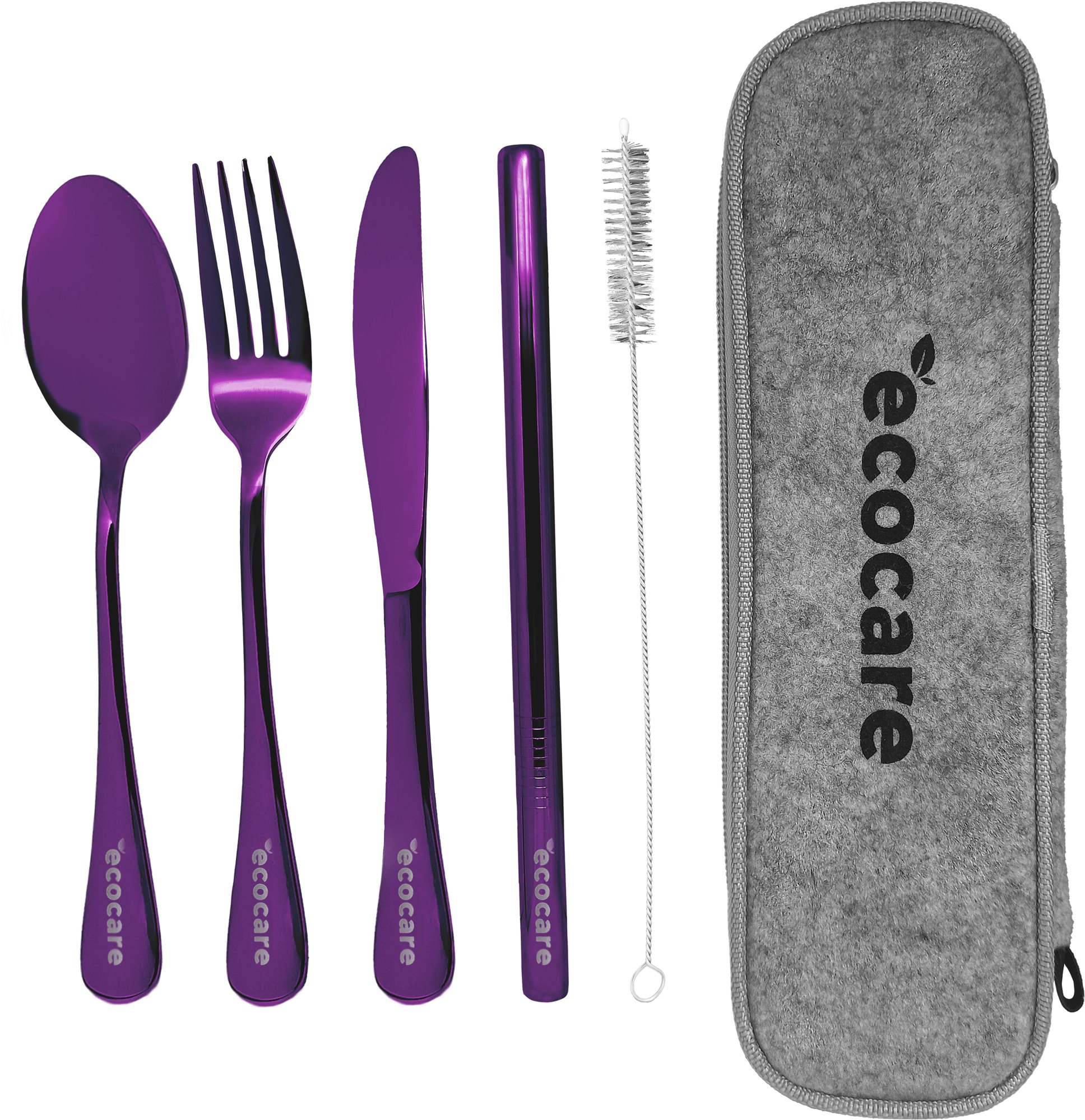 ECOCARE Cestovná sada príborov s puzdrom Purple 4 ks