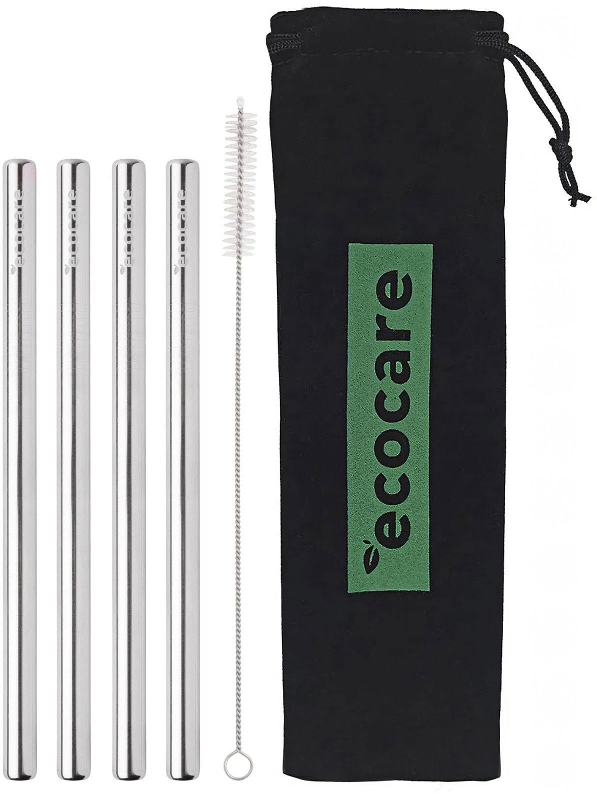 ECOCARE Kovové slamky Maxi 12 mm Set Silver 4 ks