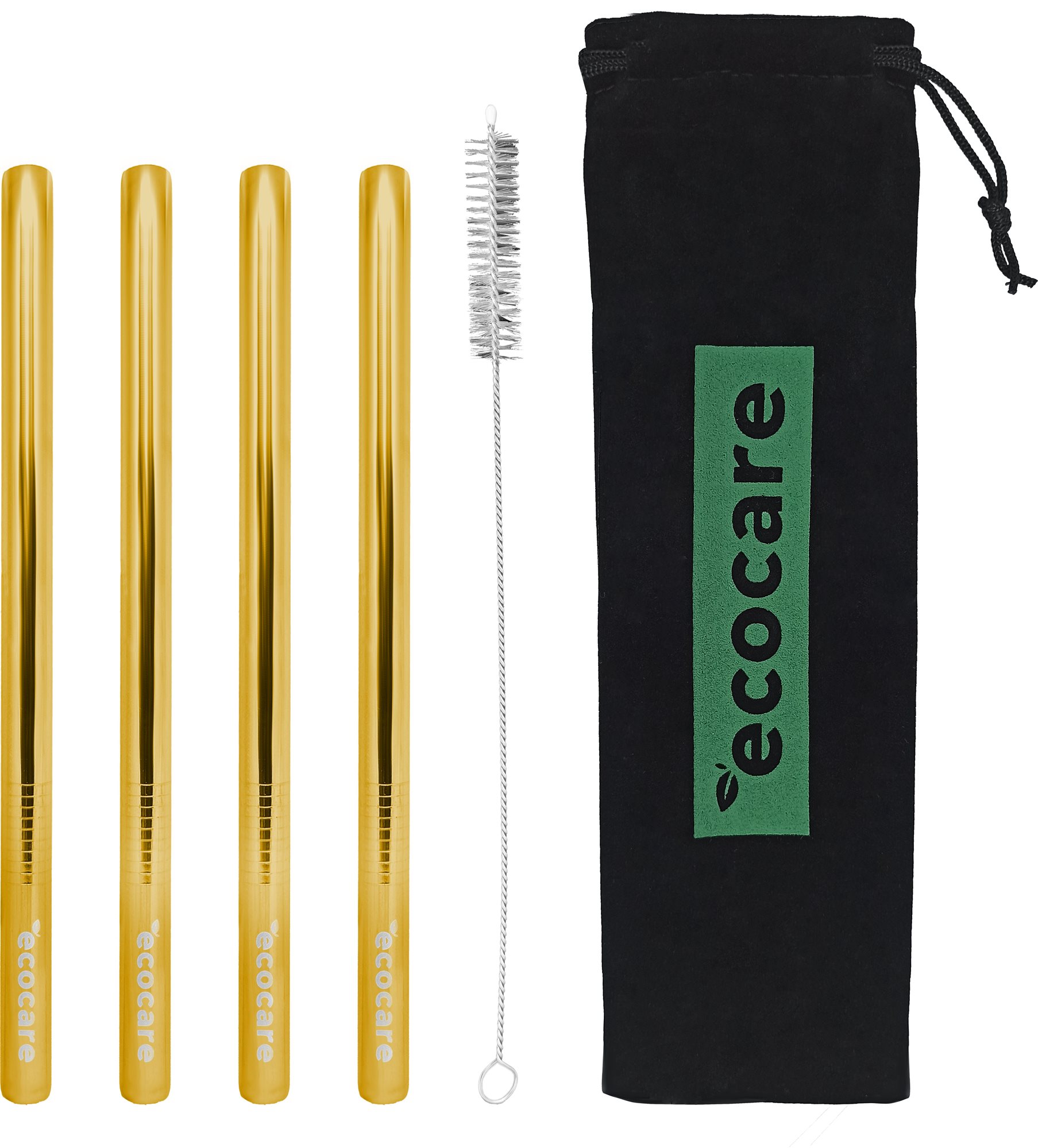ECOCARE Kovové slamky Maxi 12 mm Sada Gold 4 ks