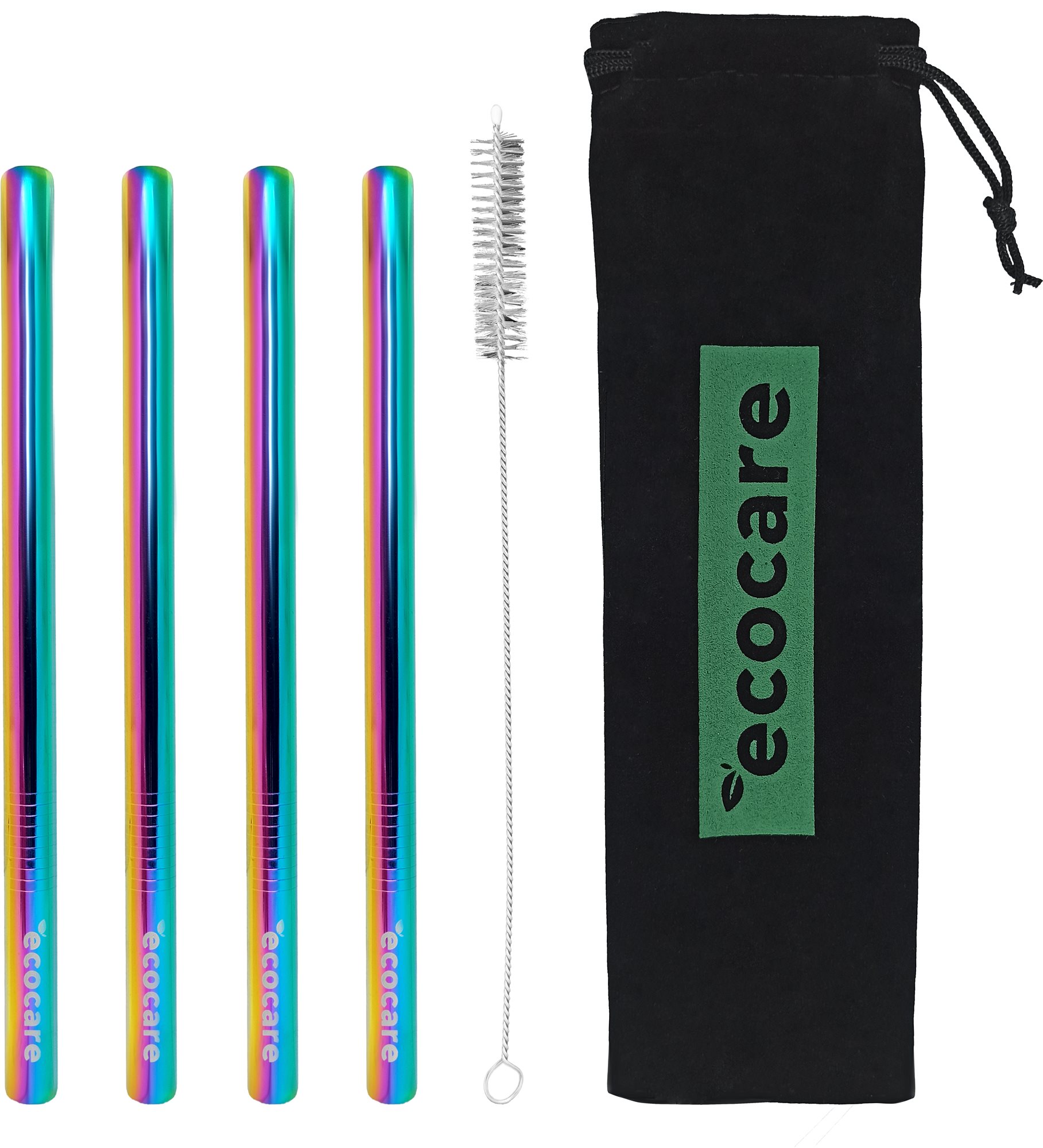 ECOCARE Kovové slamky Maxi 12 mm Sada Rainbow 4 ks