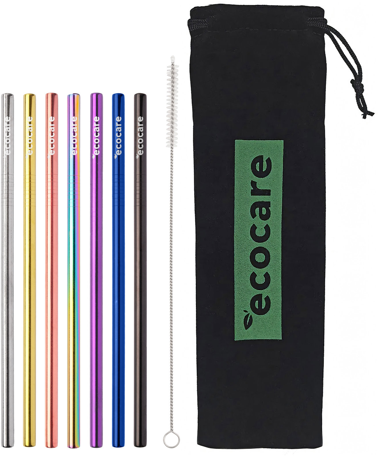 ECOCARE Kovové slamky Sada Mix 8 mm 7 ks