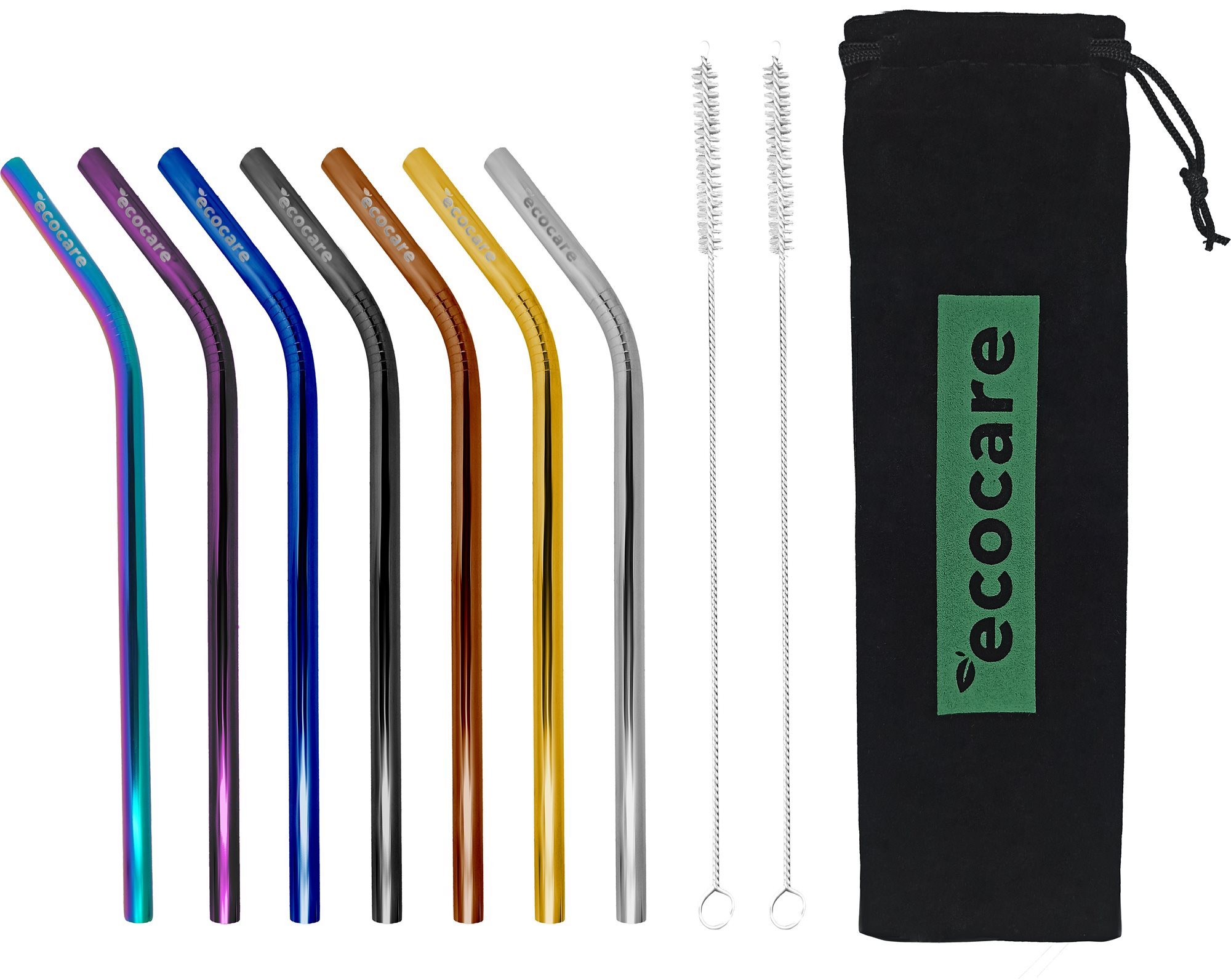 ECOCARE Kovové Slamky Set Mix Bent 8 mm 7 ks