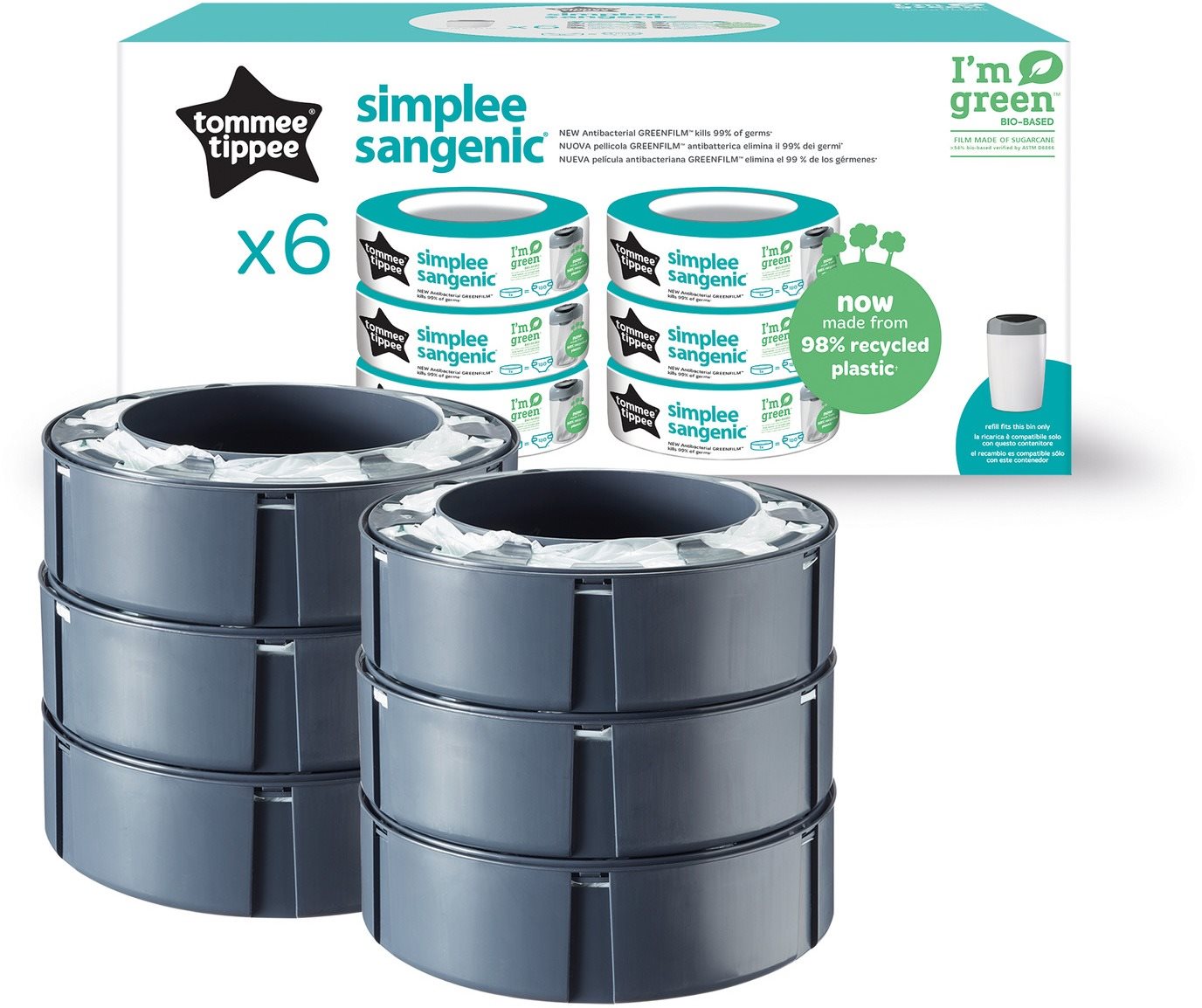 Tommee Tippee Simplee Náhradné kazety, 6 ks