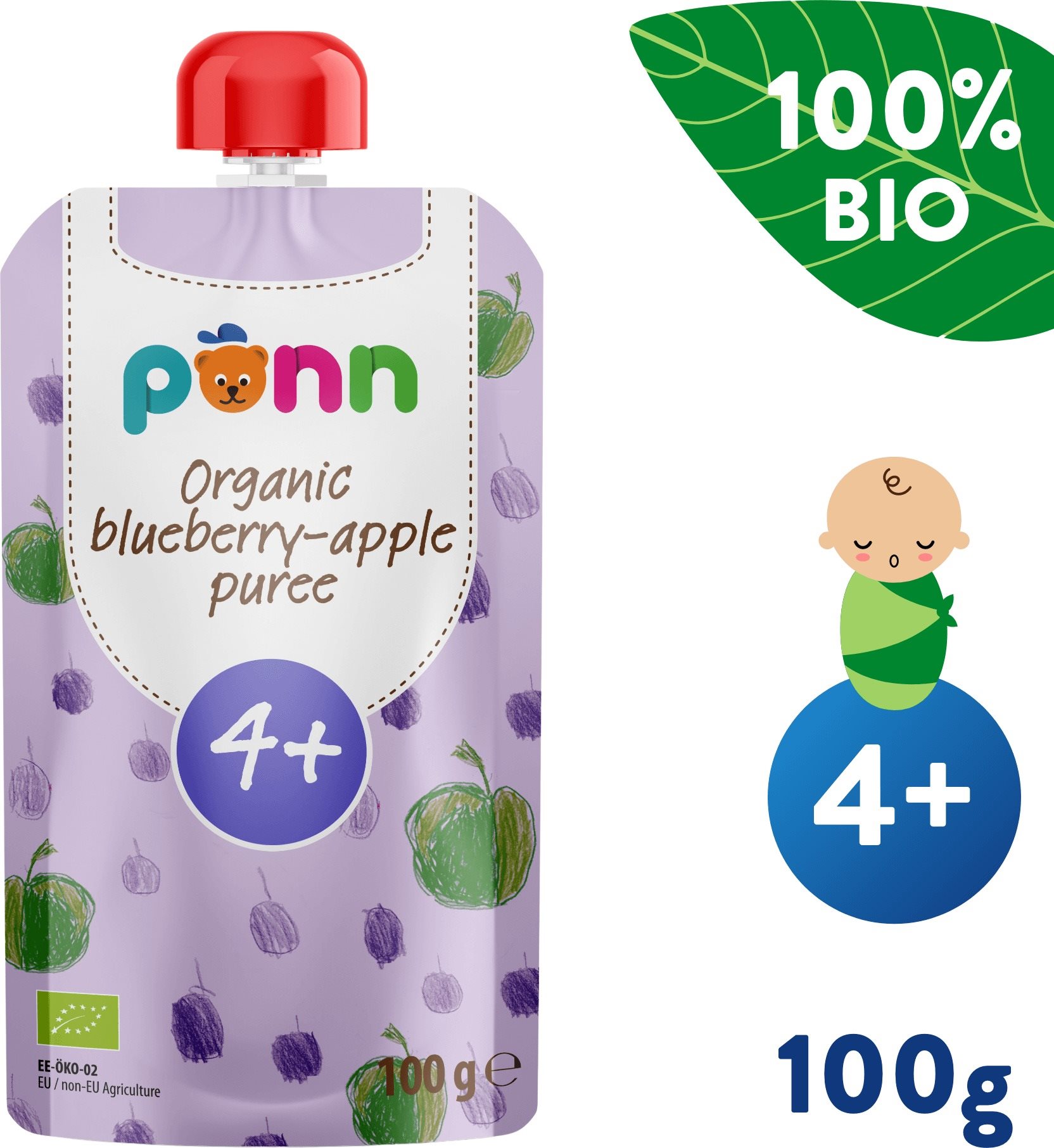 SALVEST Ponn BIO Jablko s čučoriedkami (100 g)