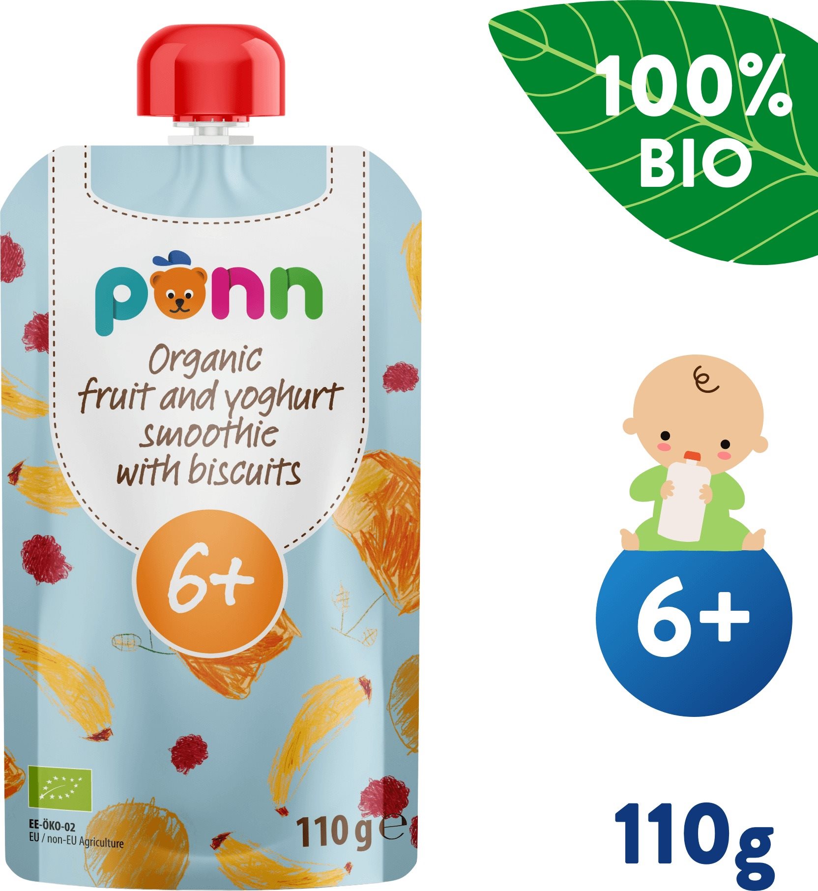 SALVEST Ponn BIO Ovocné smoothie s jogurtom a sušienkami (110 g)