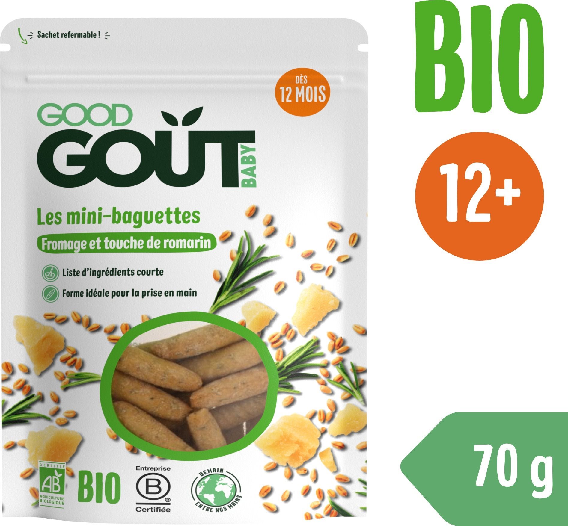 Good Gout BIO Mini bagetky s rozmarínom a syrom (70 g)