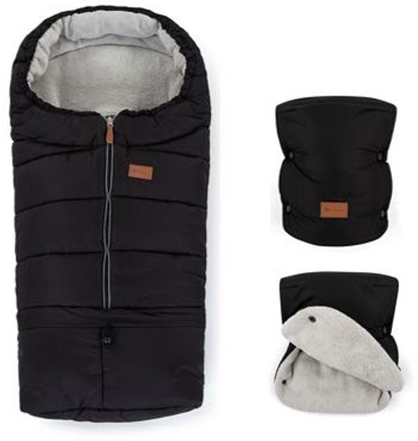 PETITE&MARS zimný set fusak Jibot 3 v 1 a rukavice na kočík Jasie Ink Black