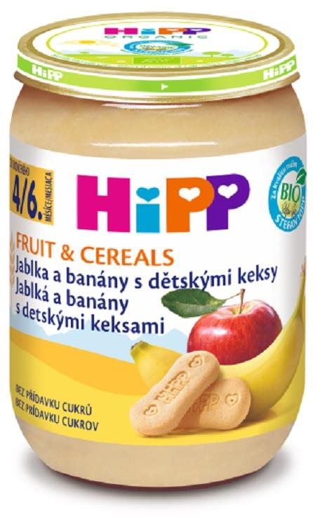 HiPP BIO Jablká a banány s detskými keksami od uk. 4. – 6. mesiaca, 190 g