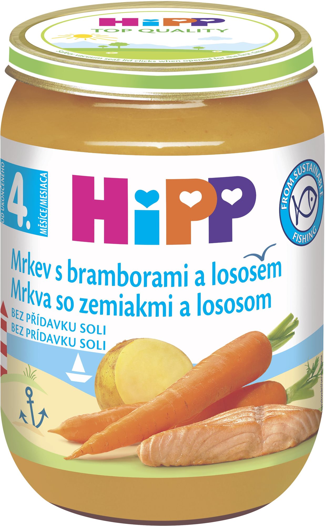 HiPP Mrkva so zemiakmi a lososom od uk. 4. mesiaca, 190 g