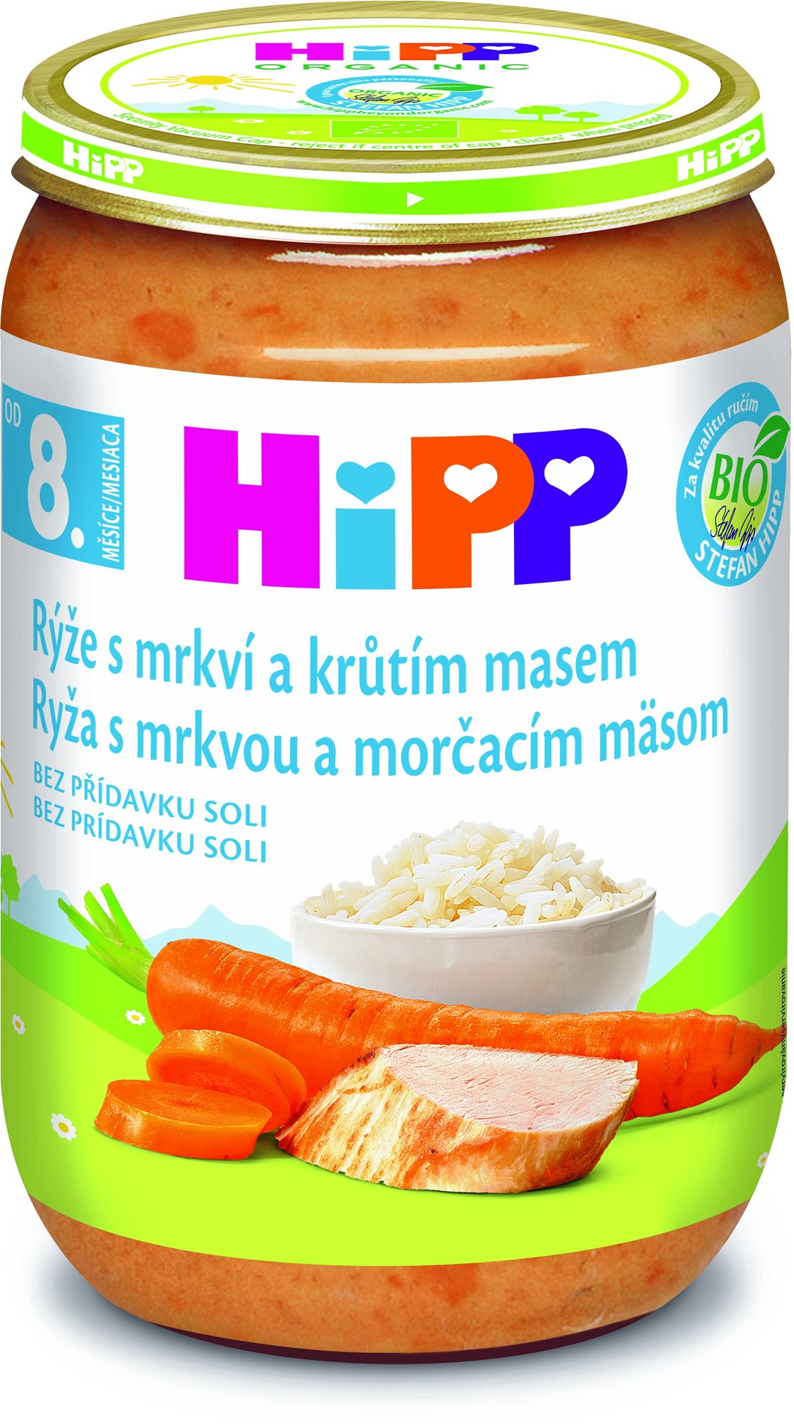 HiPP BIO Ryža s mrkvou a morčacím mäsom 8 m+, 220 g