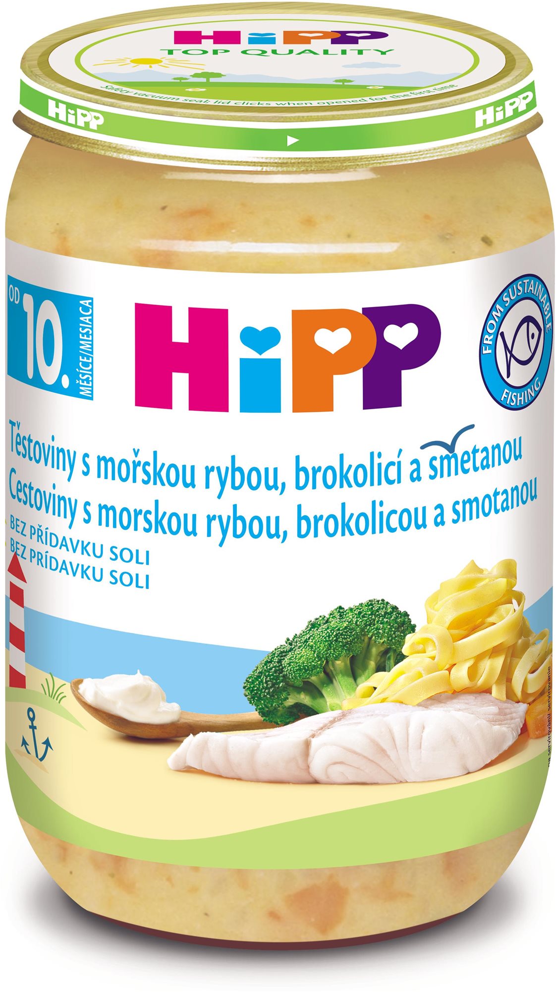 HIPP Cestoviny s morskou rybou, brokolicou a smotanou, od 10. mesiaca, 220 g