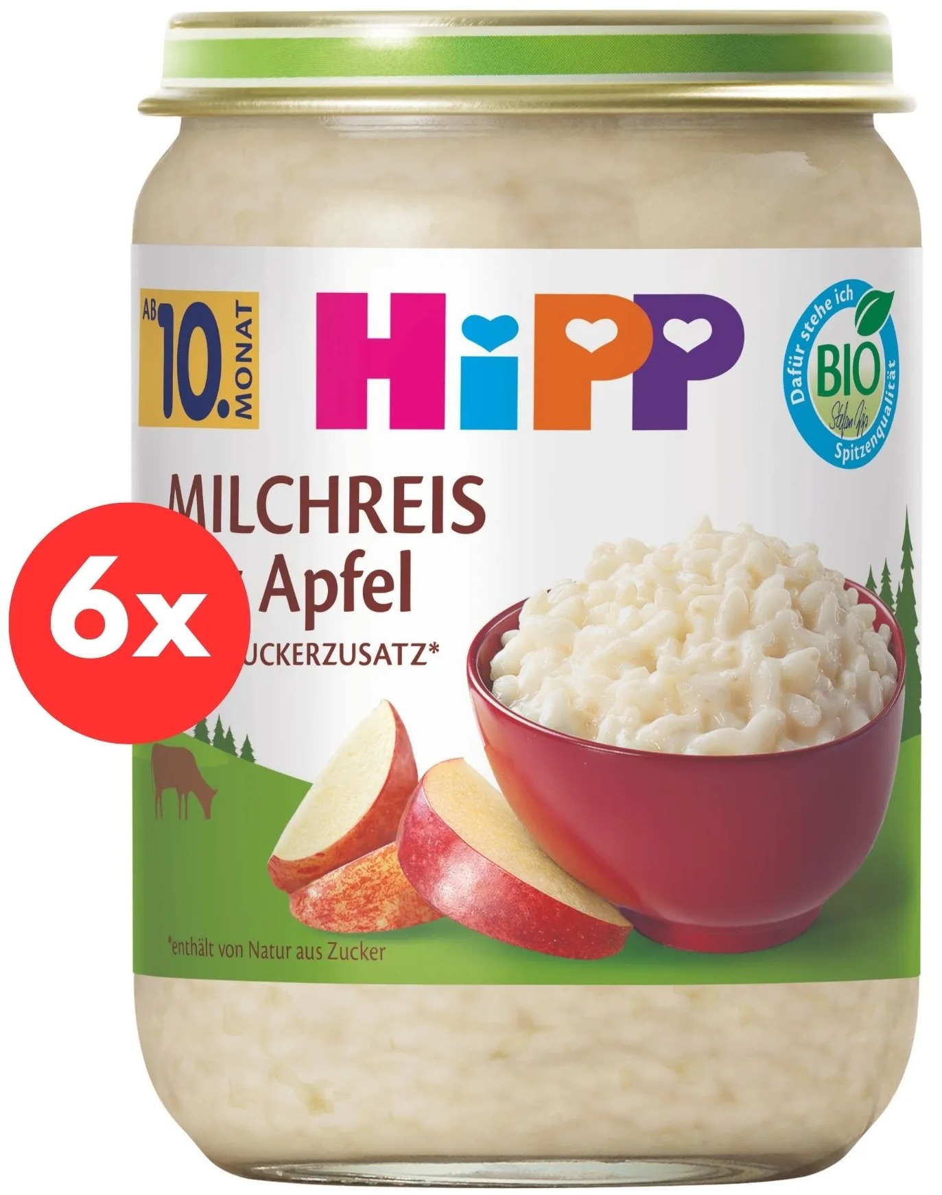 HiPP BIO Mliečna ryža s jablkami 6× 200 g