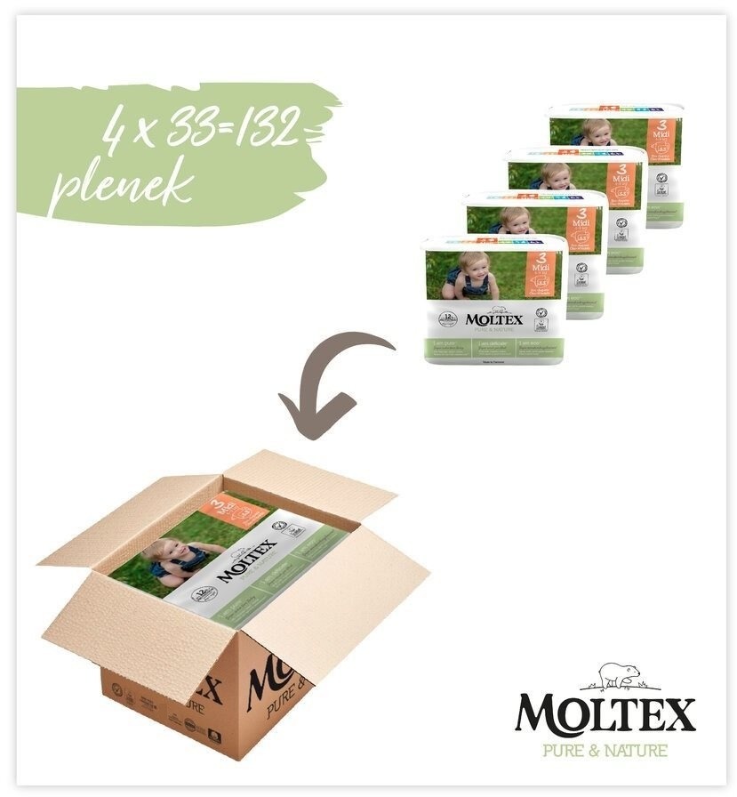 Moltex Pure & Nature Midi veľ. 3 (4× 33 ks)