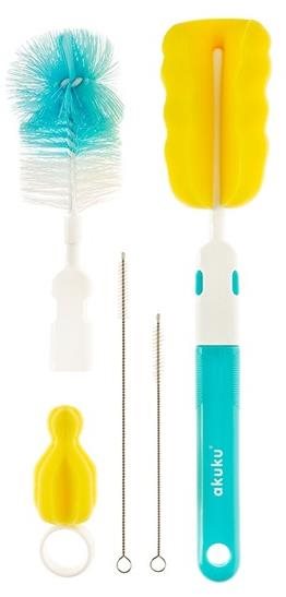 AKUKU kefka na fľašu a cumlíky modro-žltá