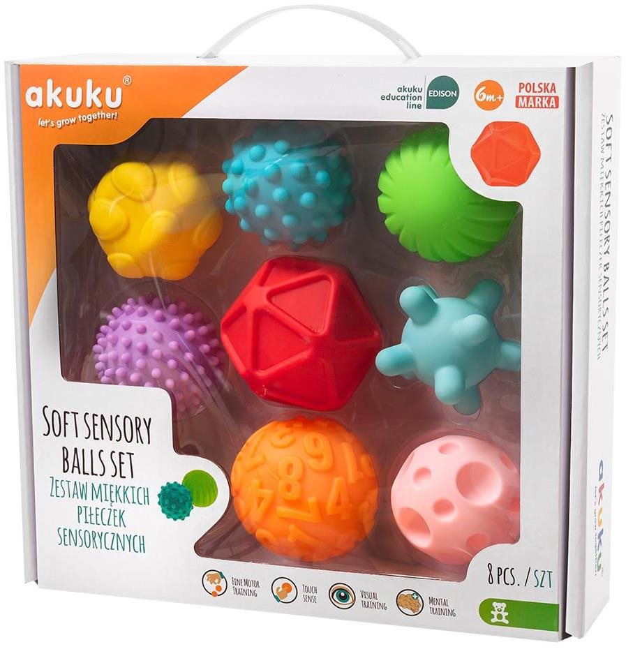 AKUKU sada senzorických loptičiek, farebné 8 ks
