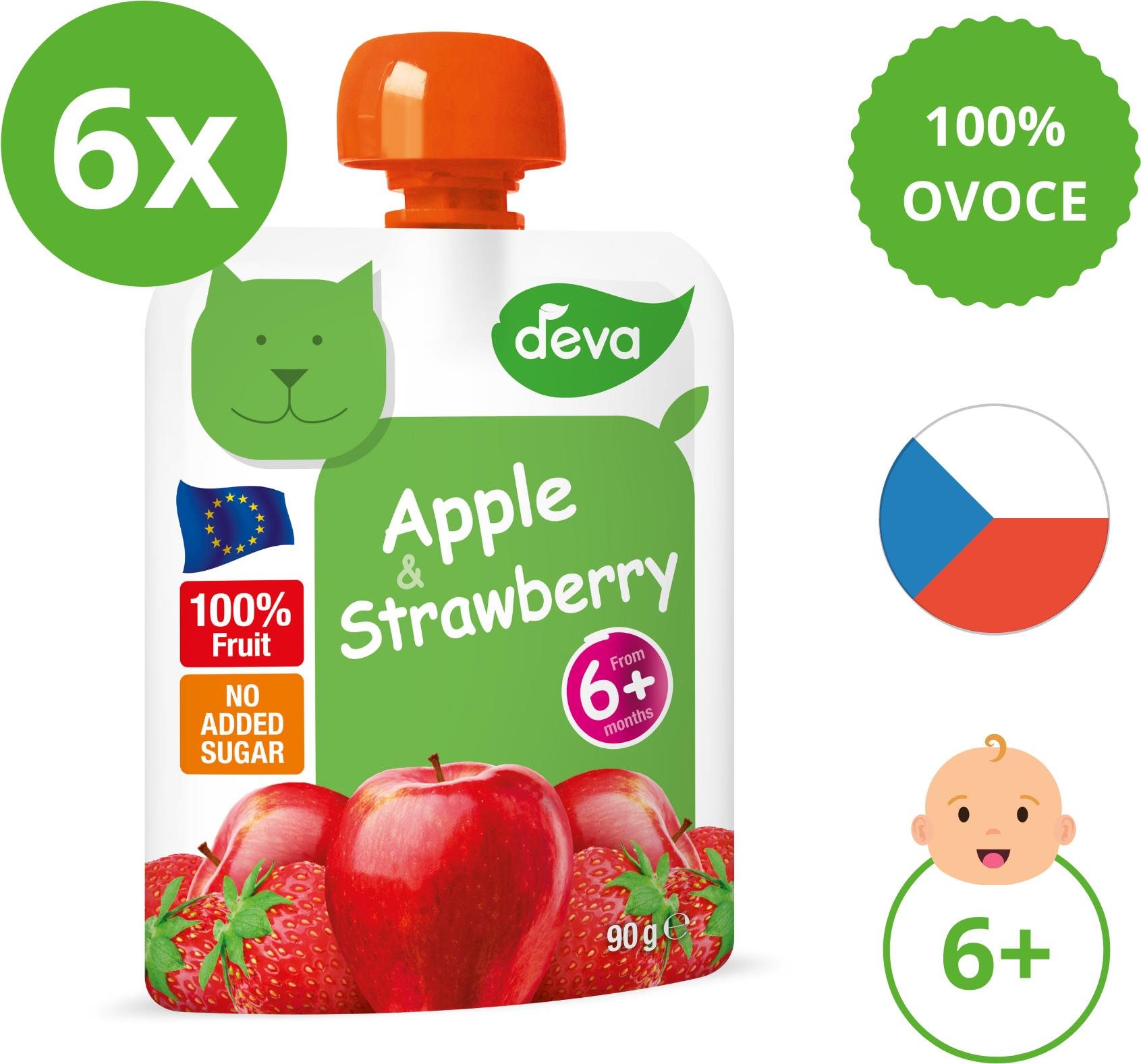 DEVA jablko, jahoda 6× 90 g
